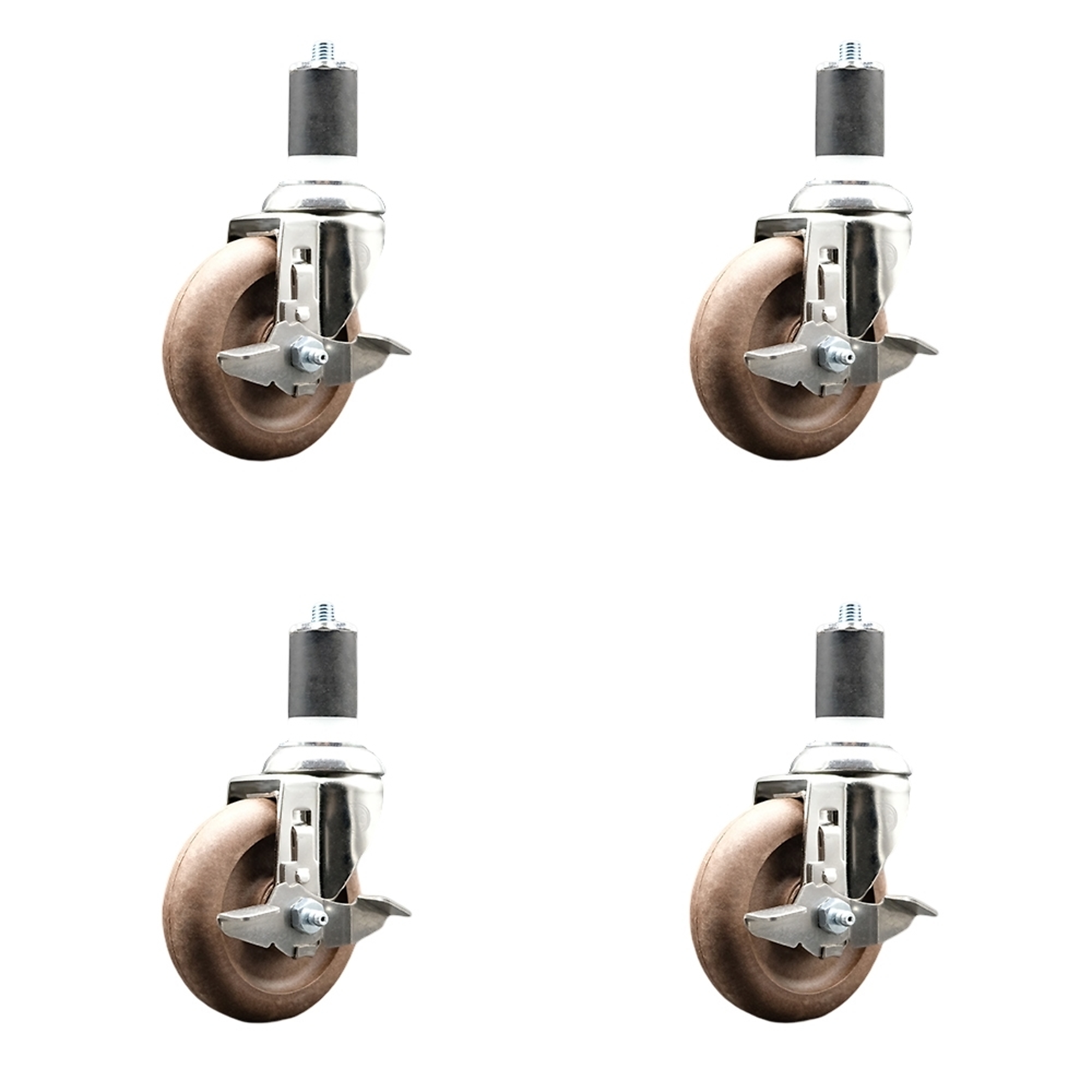 Service Caster, 4Inch x 1 1/4Inch Stem Casters, Wheel Diameter 4 in, Caster Type Swivel, Package (qty.) 4, Model SCC-SS316EX20S414-GFNSHT-TLB-178-4