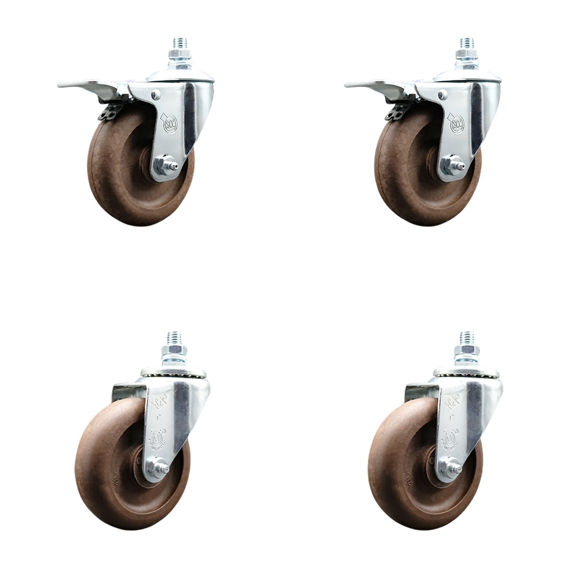 Service Caster, 4Inch x 1.25Inch Stem Casters, Wheel Diameter 4 in, Caster Type Swivel, Package (qty.) 4, Model ATO-SCC-TSTTL20S414-GFNS-M1210-2-S-2