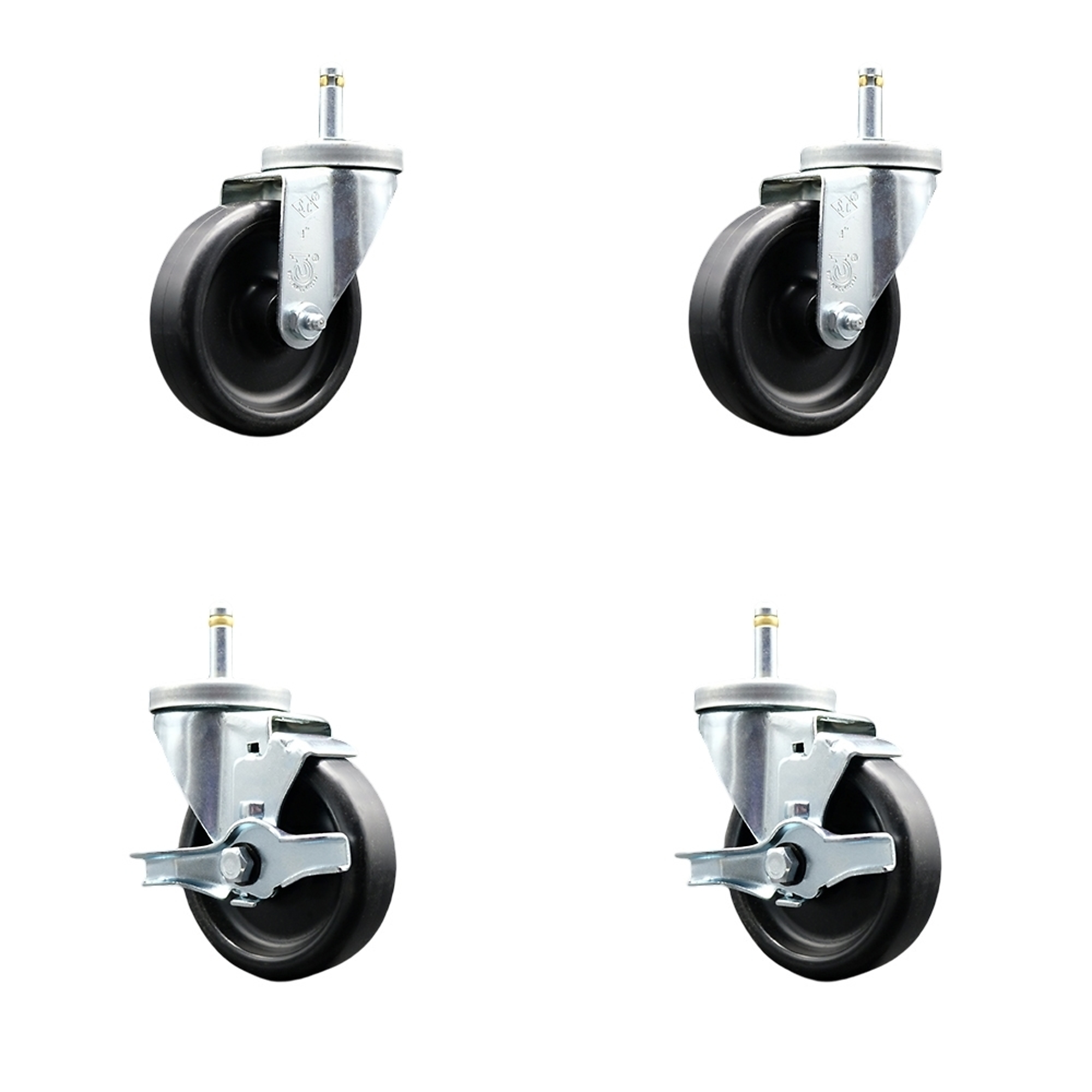 Service Caster, 4Inch x 1.25Inch Stem Casters, Wheel Diameter 4 in, Caster Type Swivel, Package (qty.) 4, Model BEL-DCGR20S414-POS-716138-2-TLB-2