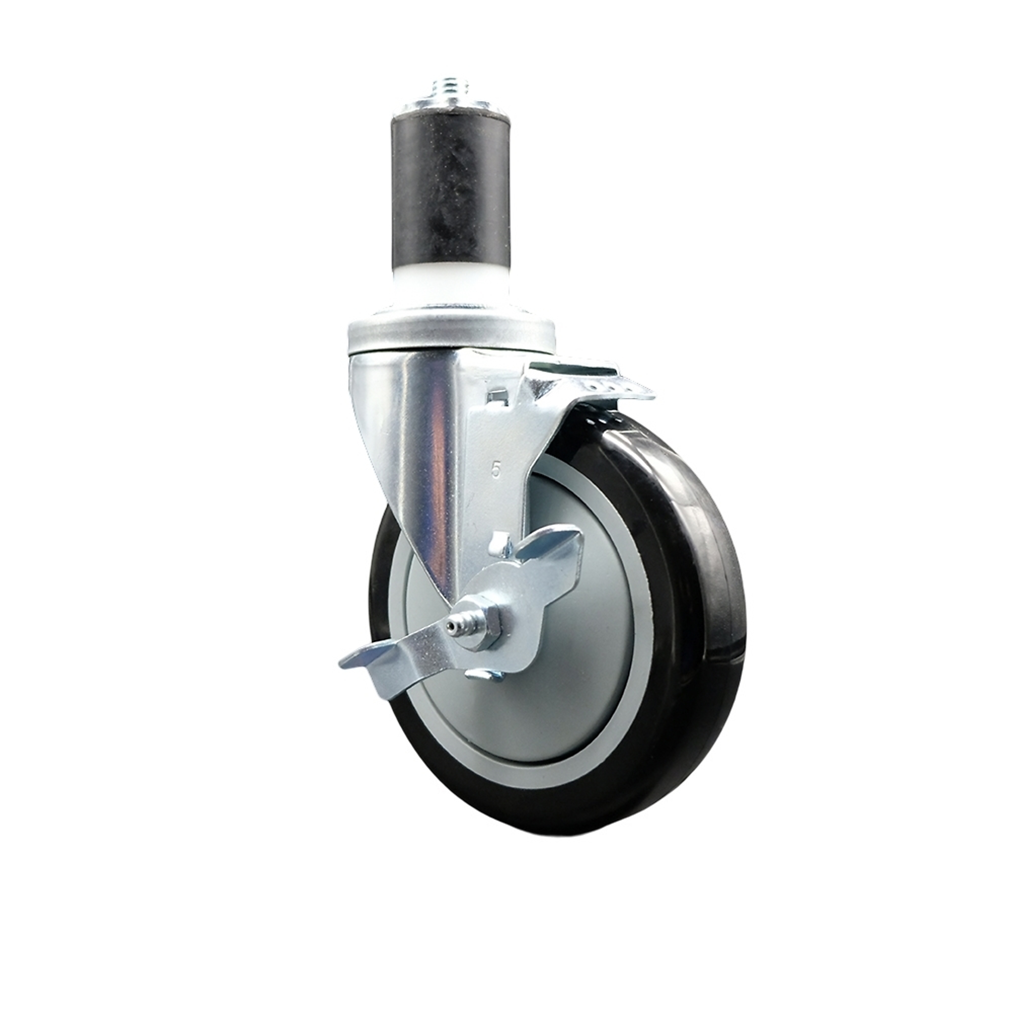 Service Caster, 5Inch x 1.25Inch Stem Caster, Wheel Diameter 5 in, Caster Type Swivel, Package (qty.) 1, Model REG-SCC-EX20S514-PPUB-BLK-TLB-112