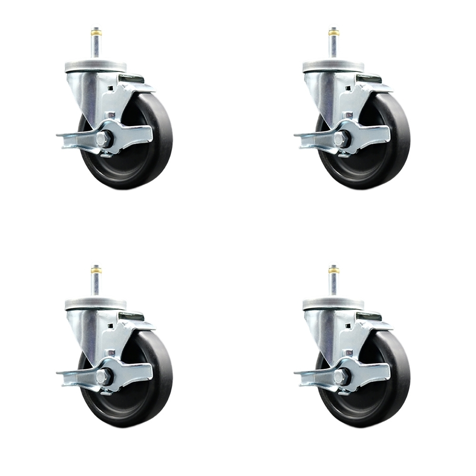 Service Caster, 4Inch x 1.25Inch Stem Casters, Wheel Diameter 4 in, Caster Type Swivel, Package (qty.) 4, Model BEL-SCC-DCGR20S414-POS-TLB-716138-4