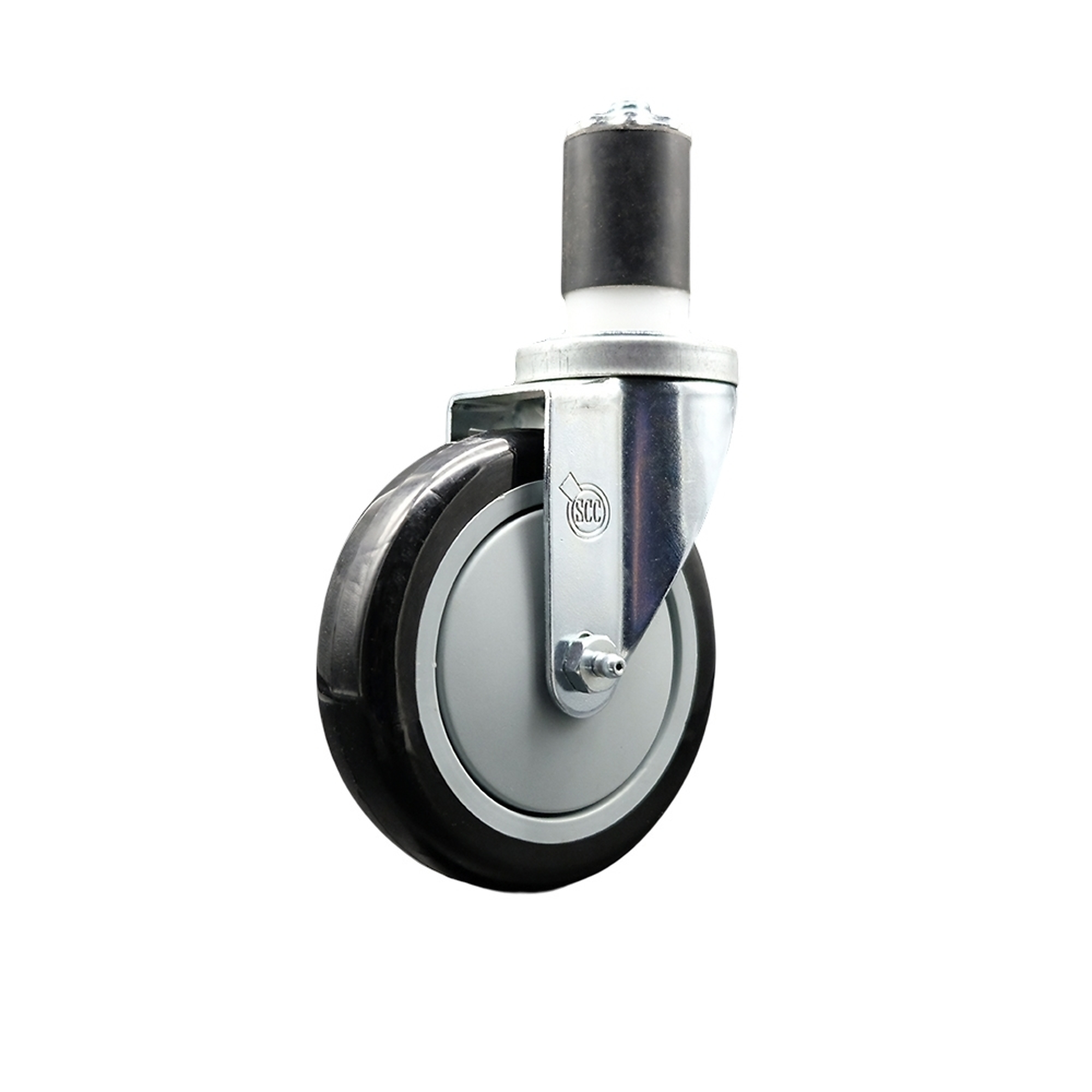 Service Caster, 5Inch x 1.25Inch Stem Caster, Wheel Diameter 5 in, Caster Type Swivel, Package (qty.) 1, Model REG-SCC-EX20S514-PPUB-BLK-112