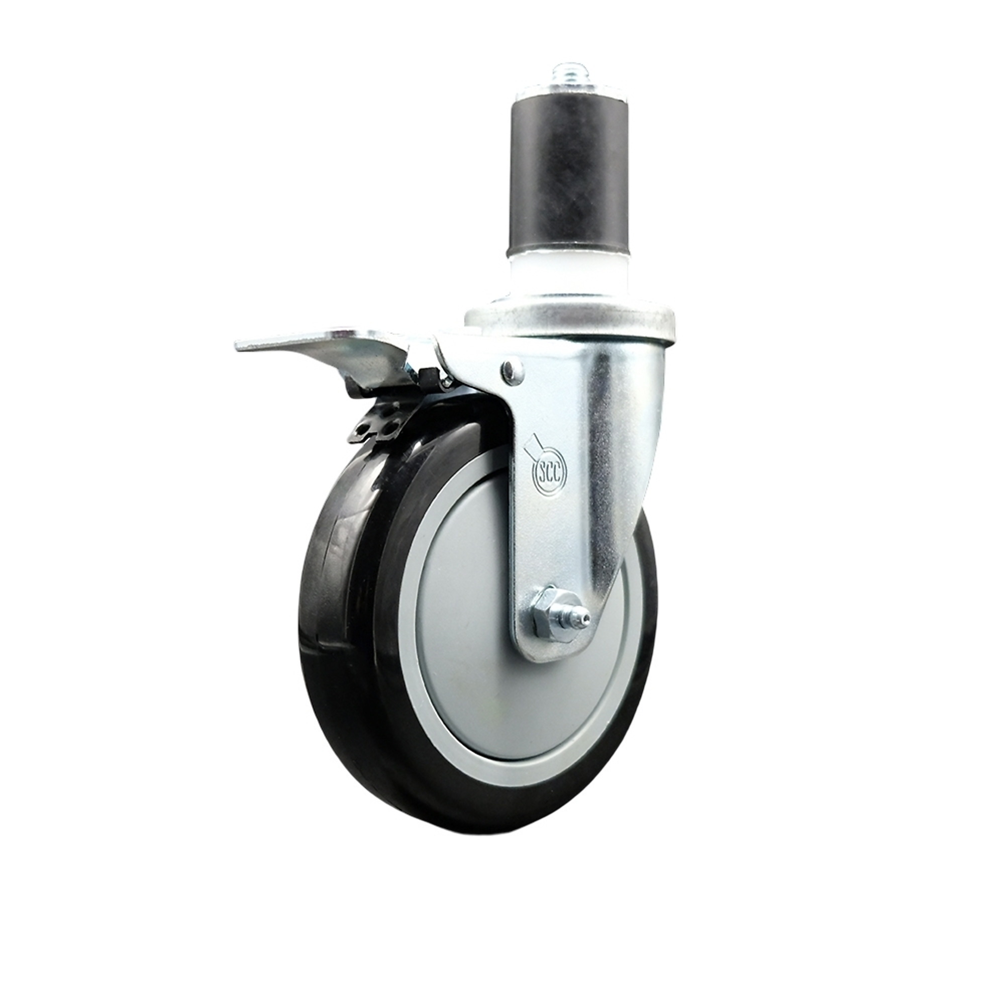 Service Caster, 5Inch x 1.25Inch Stem Caster, Wheel Diameter 5 in, Caster Type Swivel, Package (qty.) 1, Model REG-SCC-EXTTL20S514-PPUB-BLK-112