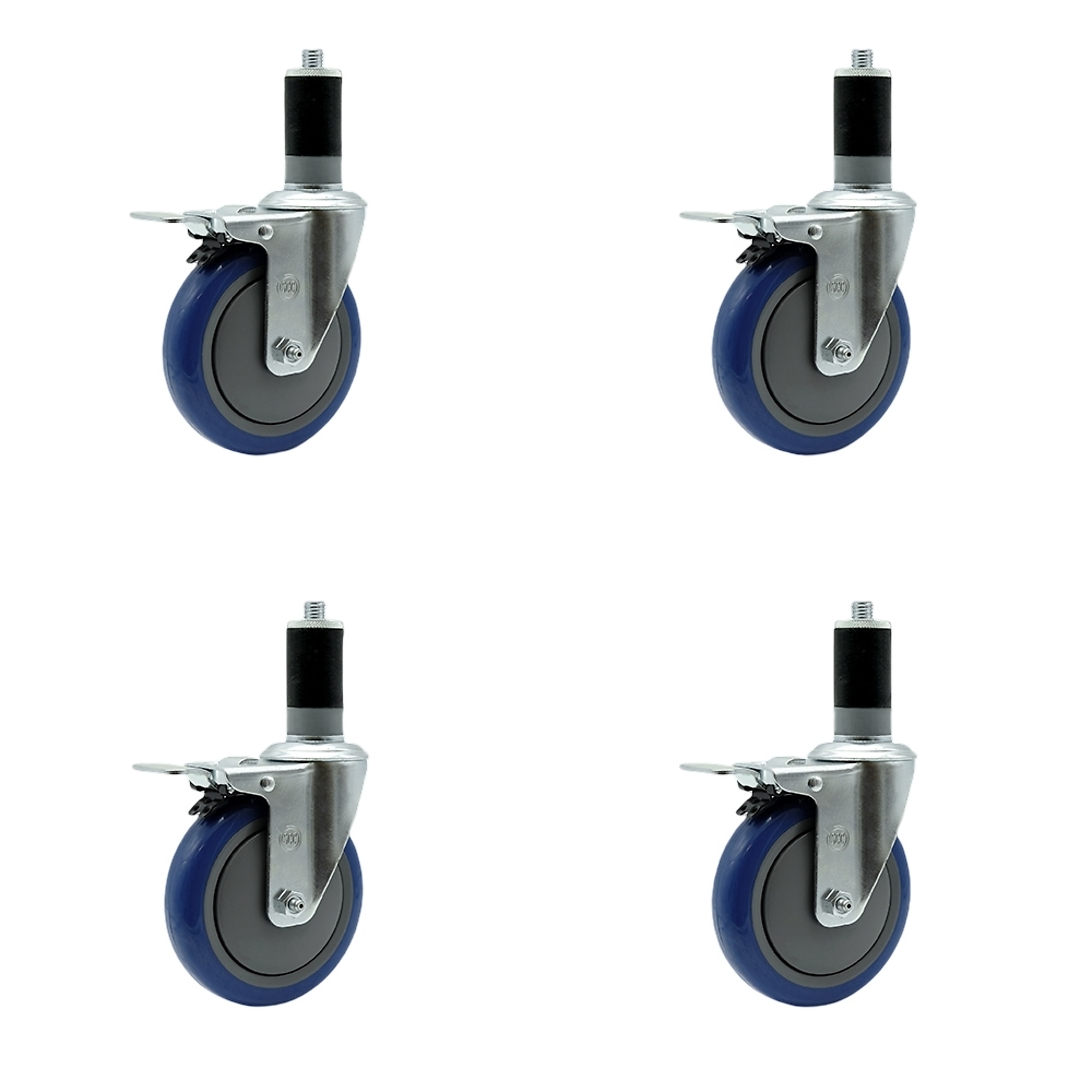 Service Caster, 5Inch x 1.25Inch Stem Casters, Wheel Diameter 5 in, Caster Type Swivel, Package (qty.) 4, Model REG-SCC-EXTTL20S514-PPUB-BLUE-112-4