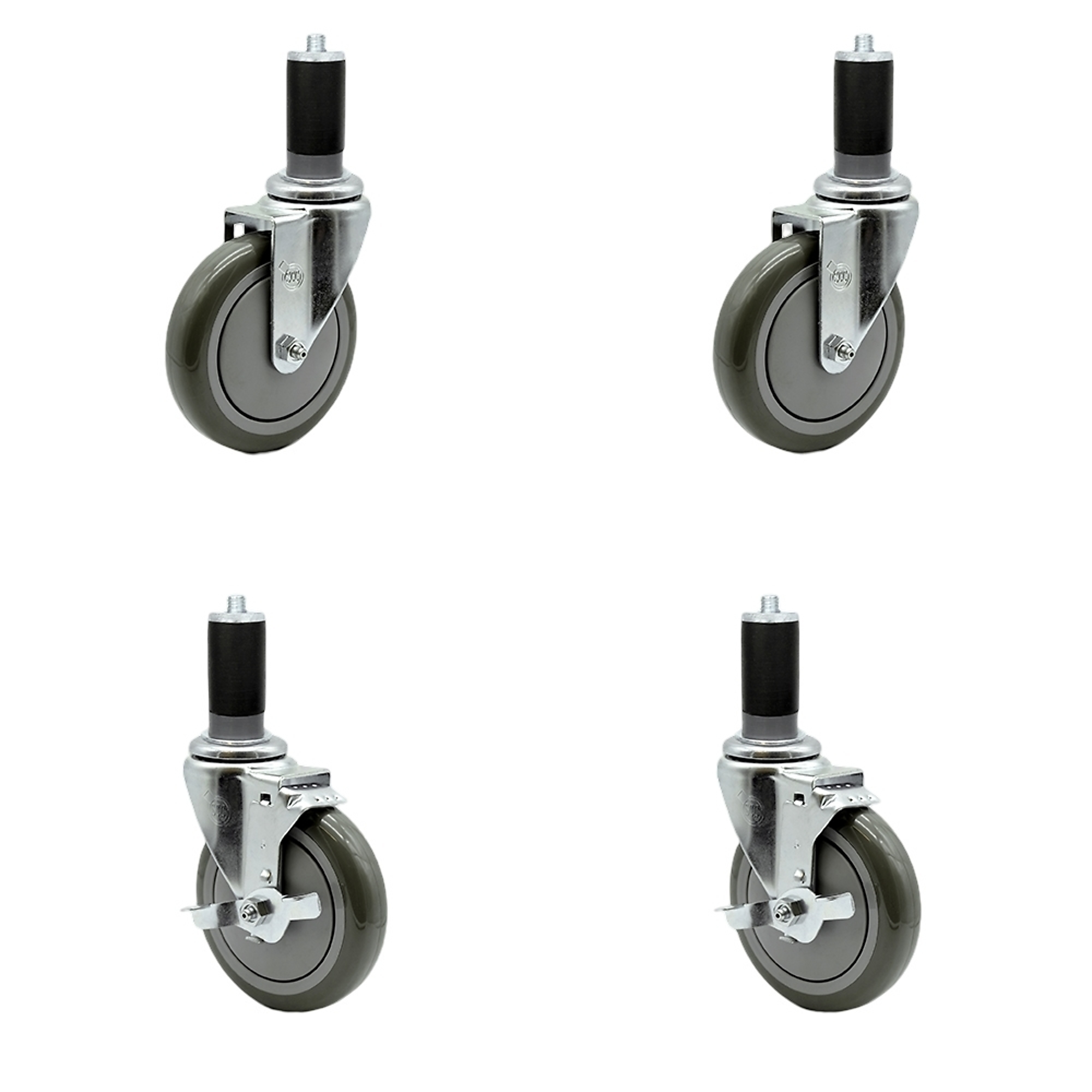 Service Caster, 5Inch x 1.25Inch Stem Casters, Wheel Diameter 5 in, Caster Type Swivel, Package (qty.) 4, Model REG-SCC-EX20S514-PPUB-112-2-TLB-2