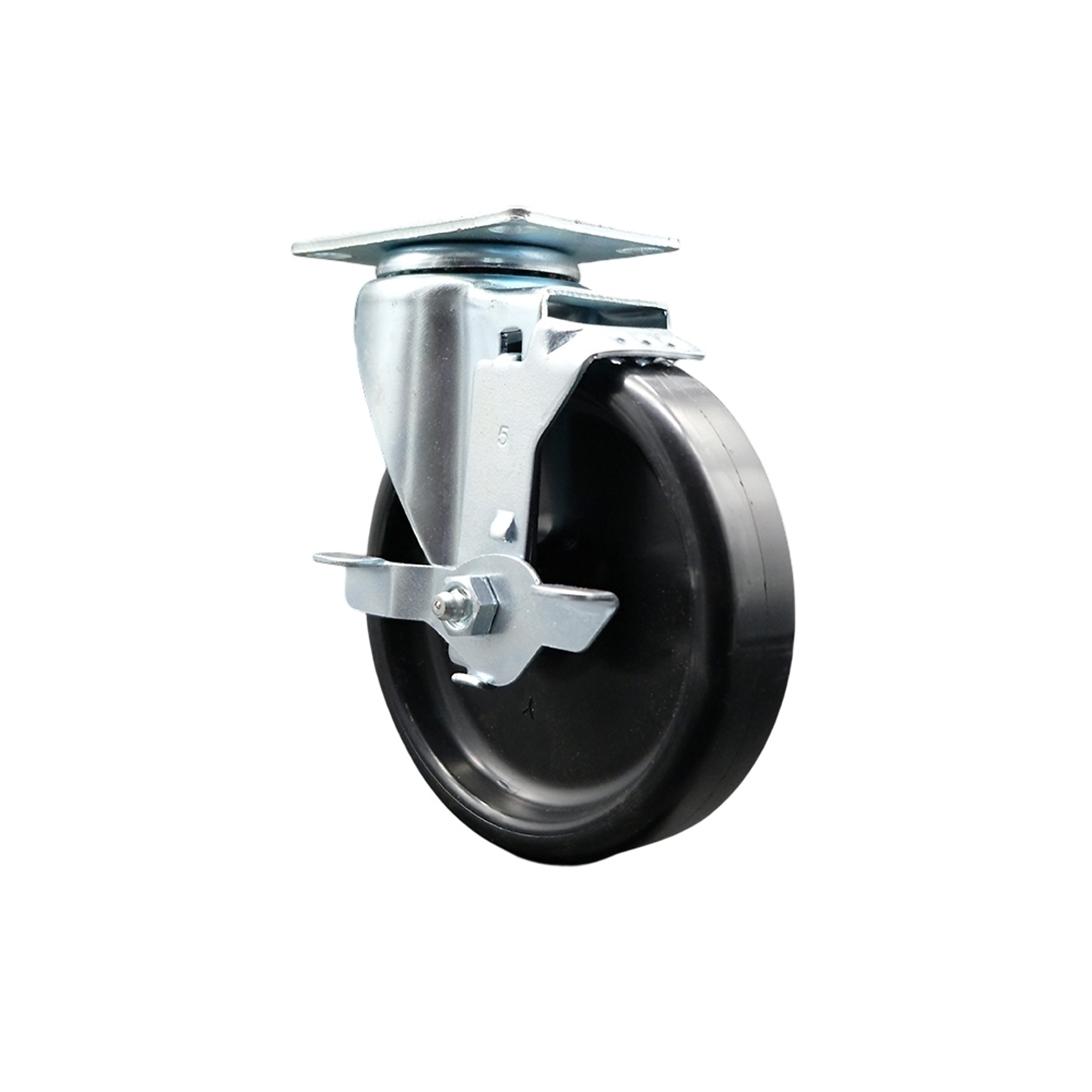 Service Caster, 5Inch x 1.25Inch Plate Caster, Wheel Diameter 5 in, Caster Type Swivel, Package (qty.) 1, Model AVA-SCC-20S514-POS-TLB