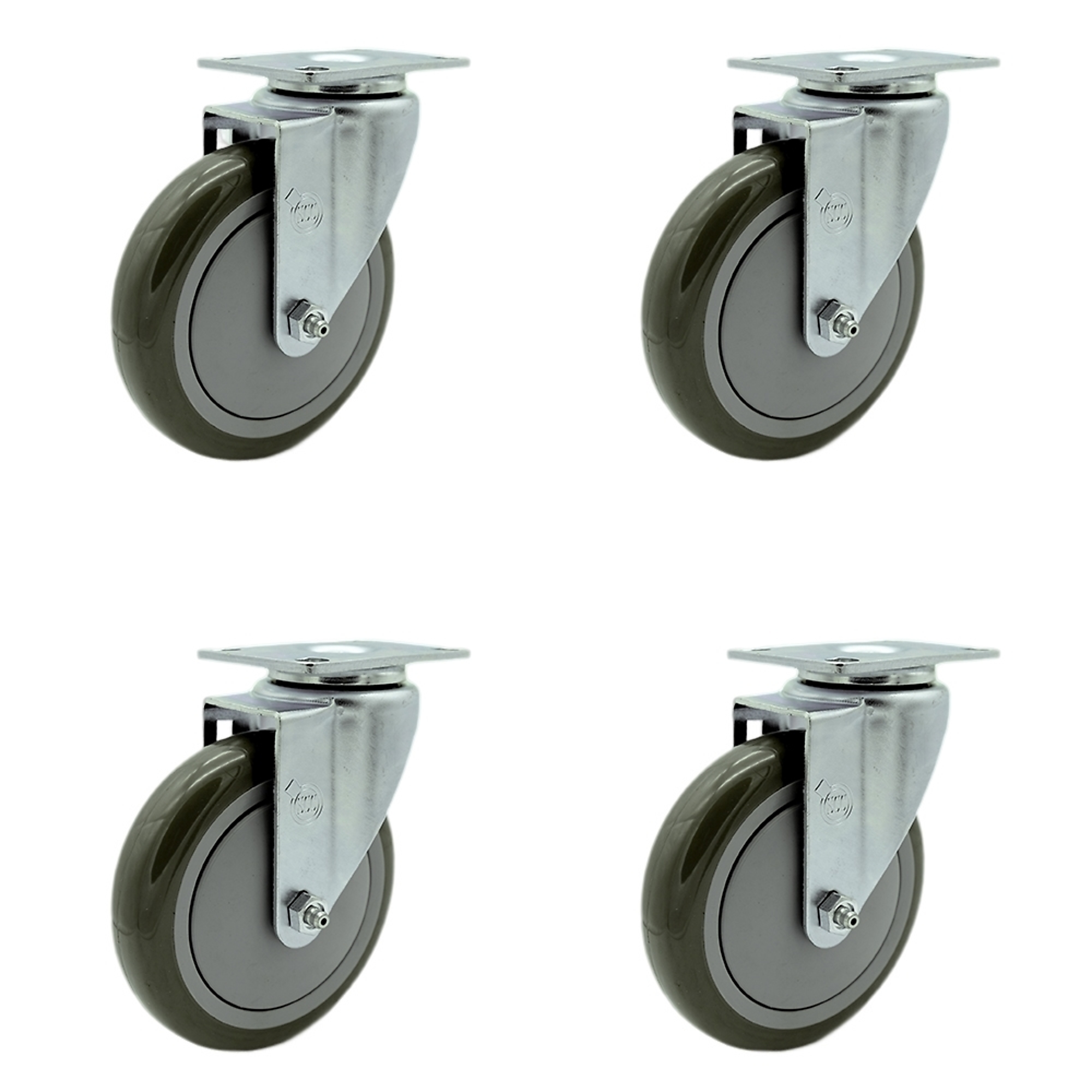 Service Caster, 5Inch x 1.25Inch Plate Casters, Wheel Diameter 5 in, Caster Type Swivel, Package (qty.) 4, Model AVA-SCC-20S514-PPUB-TP2-4