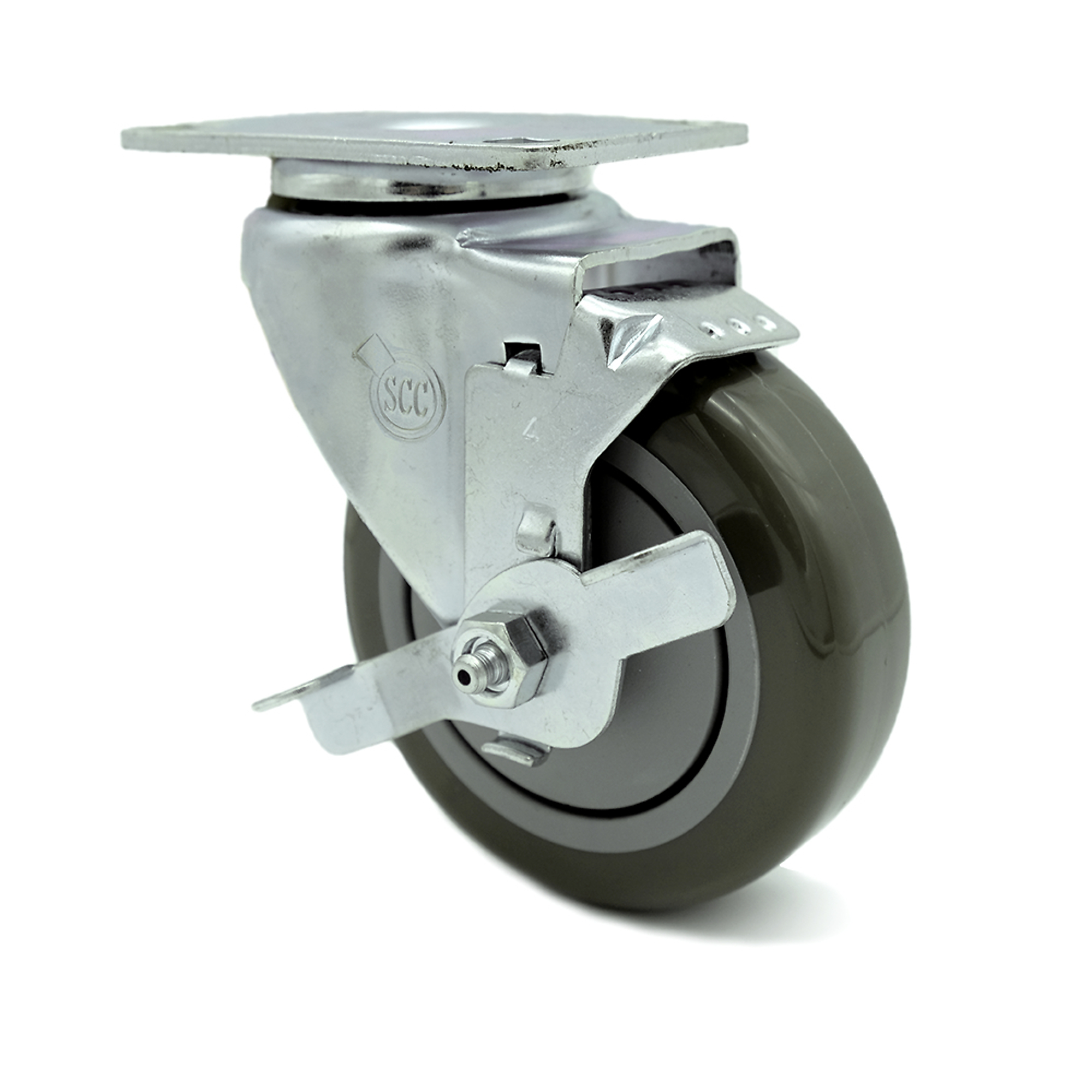 Service Caster, 4Inch x 1.25Inch Plate Caster, Wheel Diameter 4 in, Caster Type Swivel, Package (qty.) 1, Model REG-SCC-20S414-PPUB-TLB-TP2