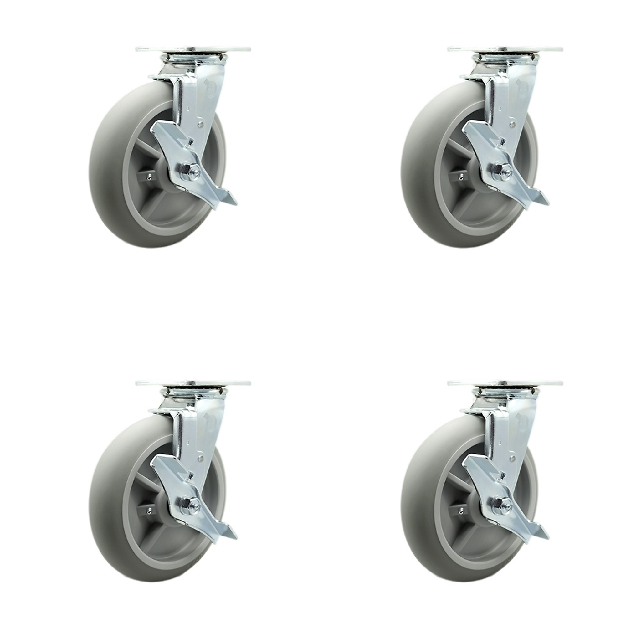 Service Caster, 8Inch x 2Inch Plate Casters, Wheel Diameter 8 in, Caster Type Swivel, Package (qty.) 4, Model LAV-SCC-30CS820-TPRRD-TLB-4