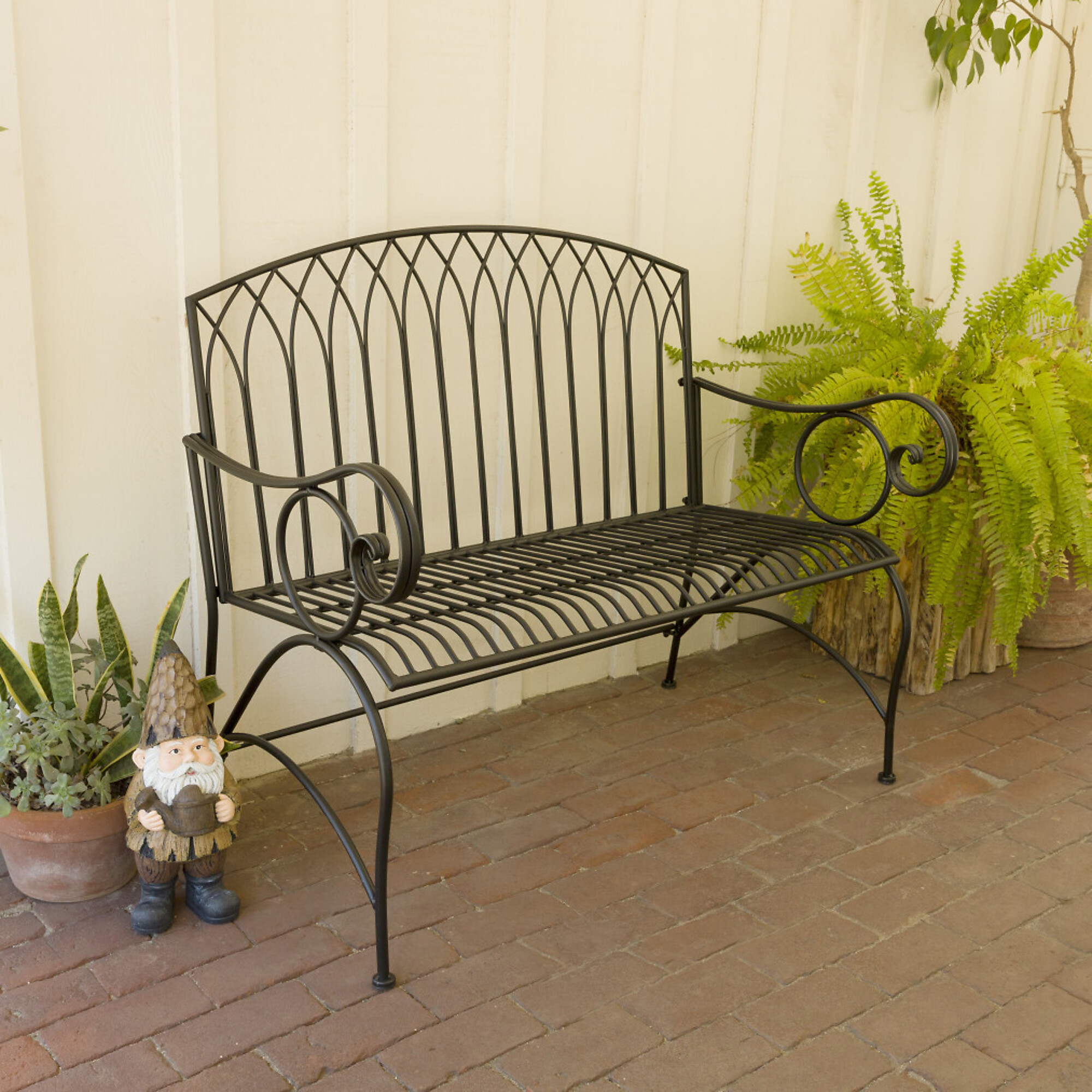 Alpine Corporation, Black Metal Classic Garden Bench, Primary Color Black, Material Metal, Width 26 in, Model BAZ424