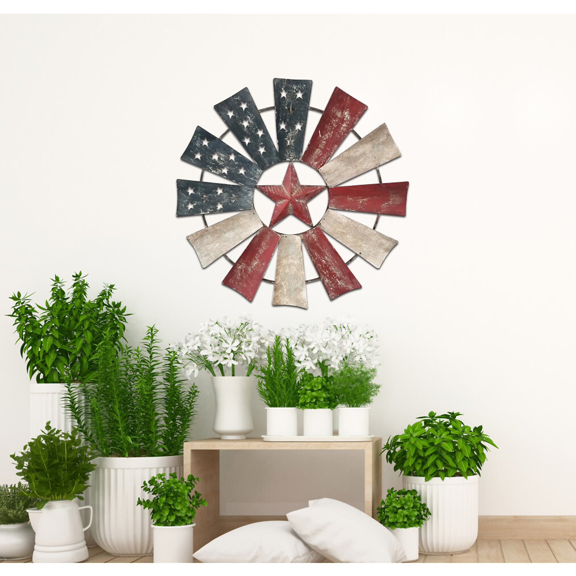 Alpine Corporation, Patriotic Windmill Wall Decor, Model# YHL430HH