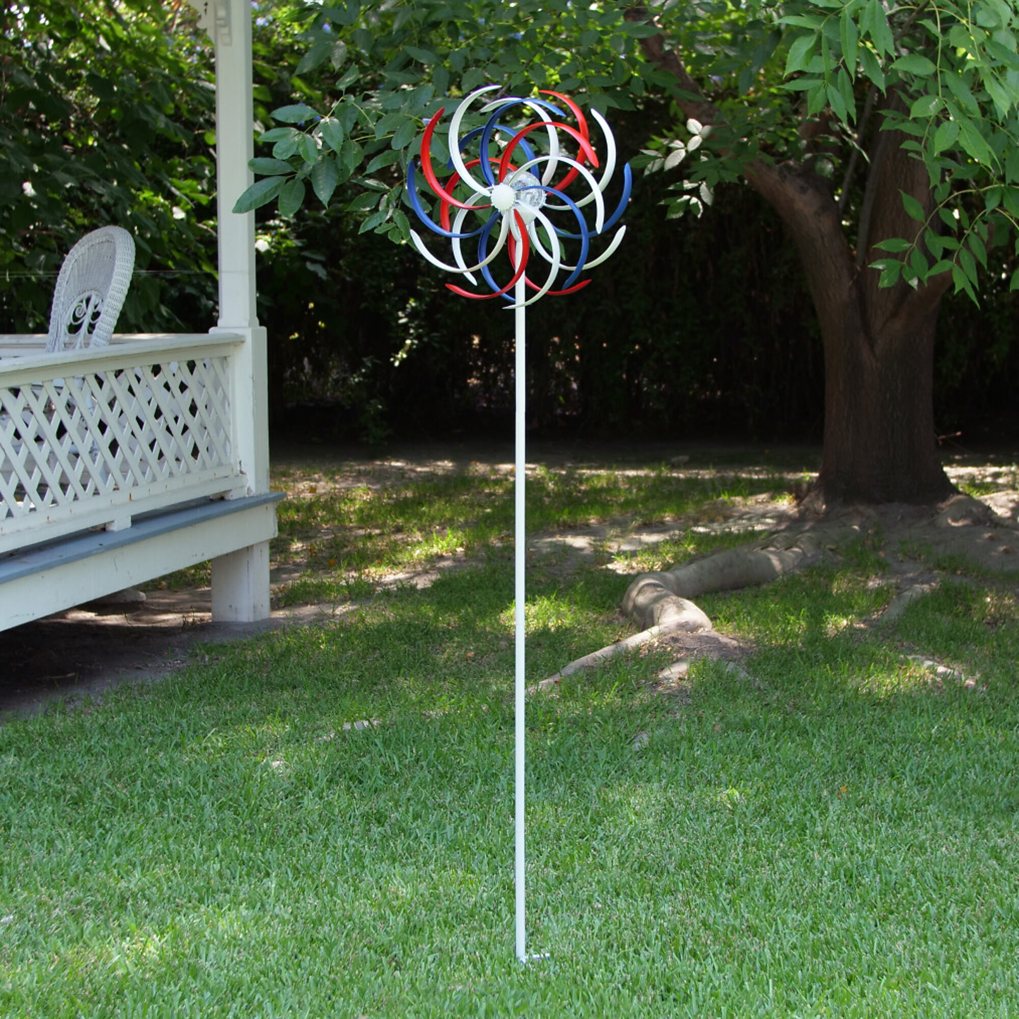 Alpine Corporation, Solar Patriotic Dual Kinetic Windmill Garden Stake, Model FYT176SLR