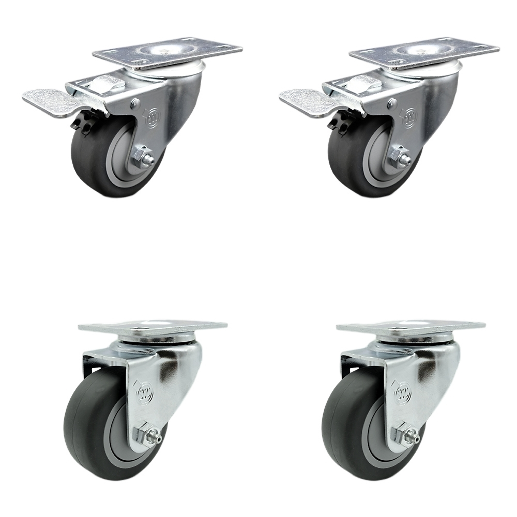 Service Caster, 3Inch x 1 1/4Inch Plate Casters, Wheel Diameter 3 in, Caster Type Swivel, Package (qty.) 4, Model CAM-SCC-TTL20S314-TPRB-2-S-2