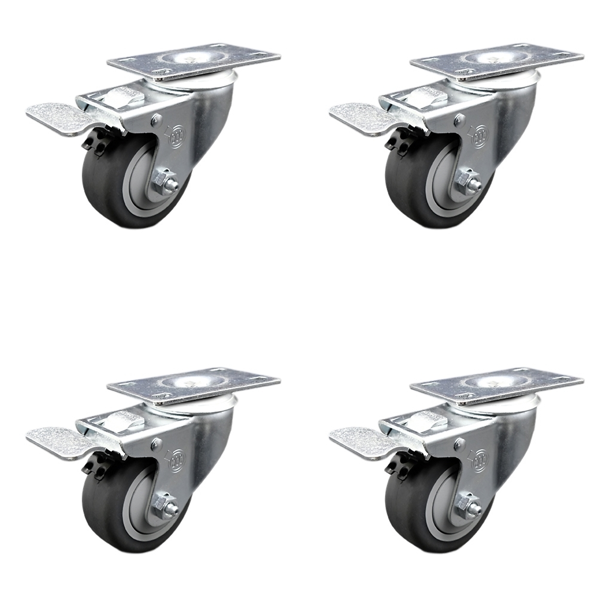 Service Caster, 3Inch x 1 1/4Inch Plate Casters, Wheel Diameter 3 in, Caster Type Swivel, Package (qty.) 4, Model CAM-SCC-TTL20S314-TPRB-4