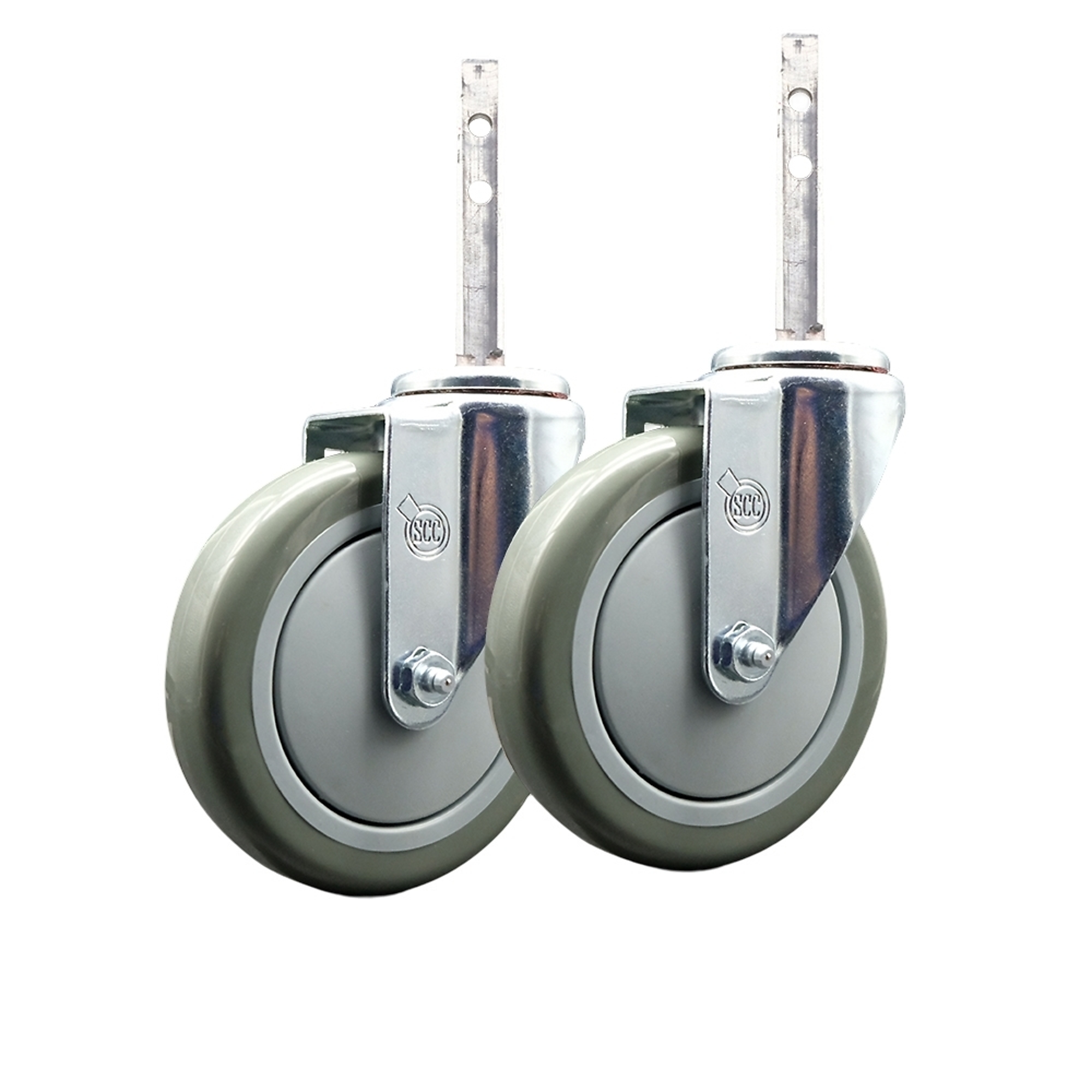 Service Caster, 5Inch x 1.25Inch Stem Casters, Wheel Diameter 5 in, Caster Type Swivel, Package (qty.) 2, Model LAK-SCC-SSSQ20S514-PPUB-91630-2