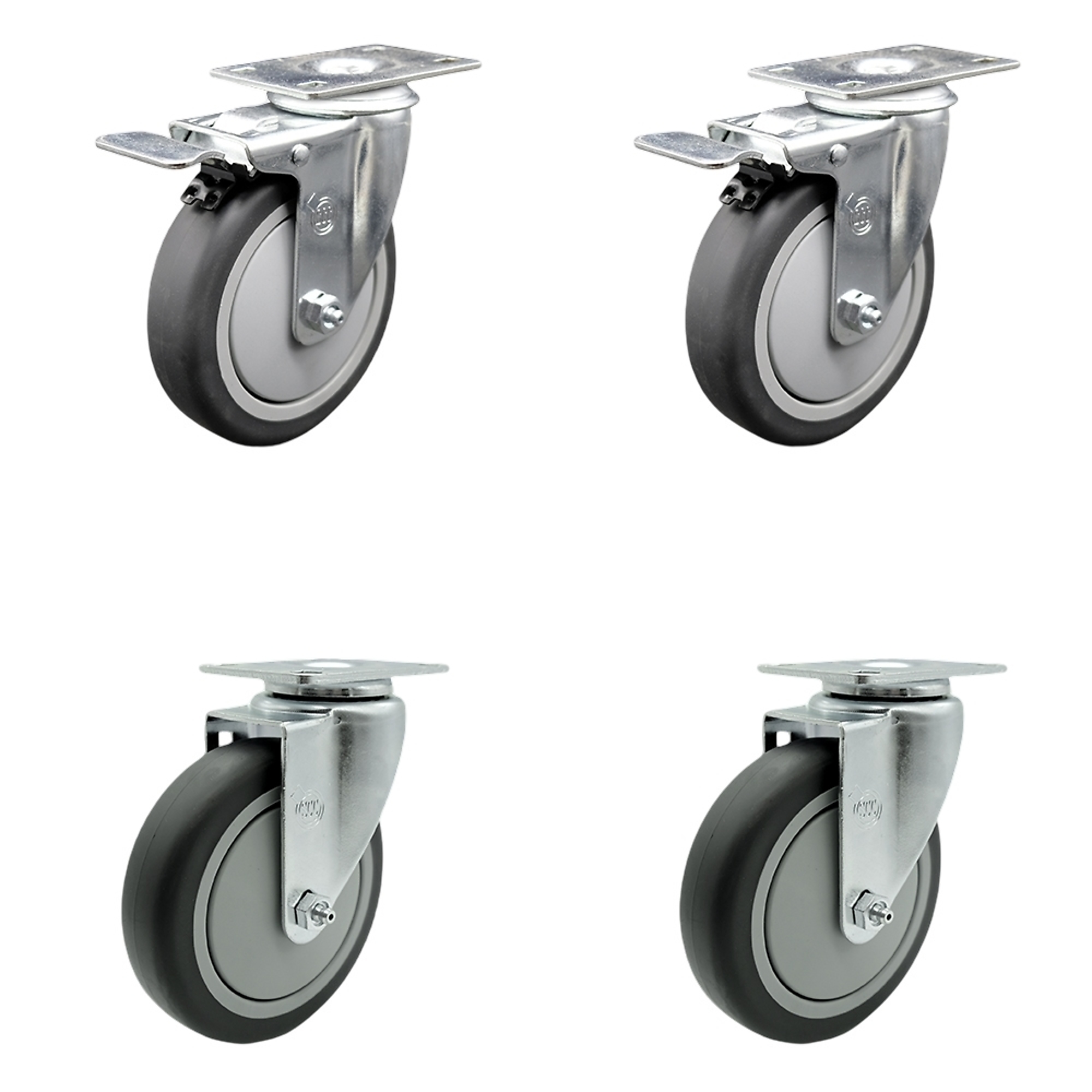 Service Caster, 5Inch x 1 1/4Inch Plate Casters, Wheel Diameter 5 in, Caster Type Swivel, Package (qty.) 4, Model CAM-SCC-TTL20S514-TPRB-2-S-2