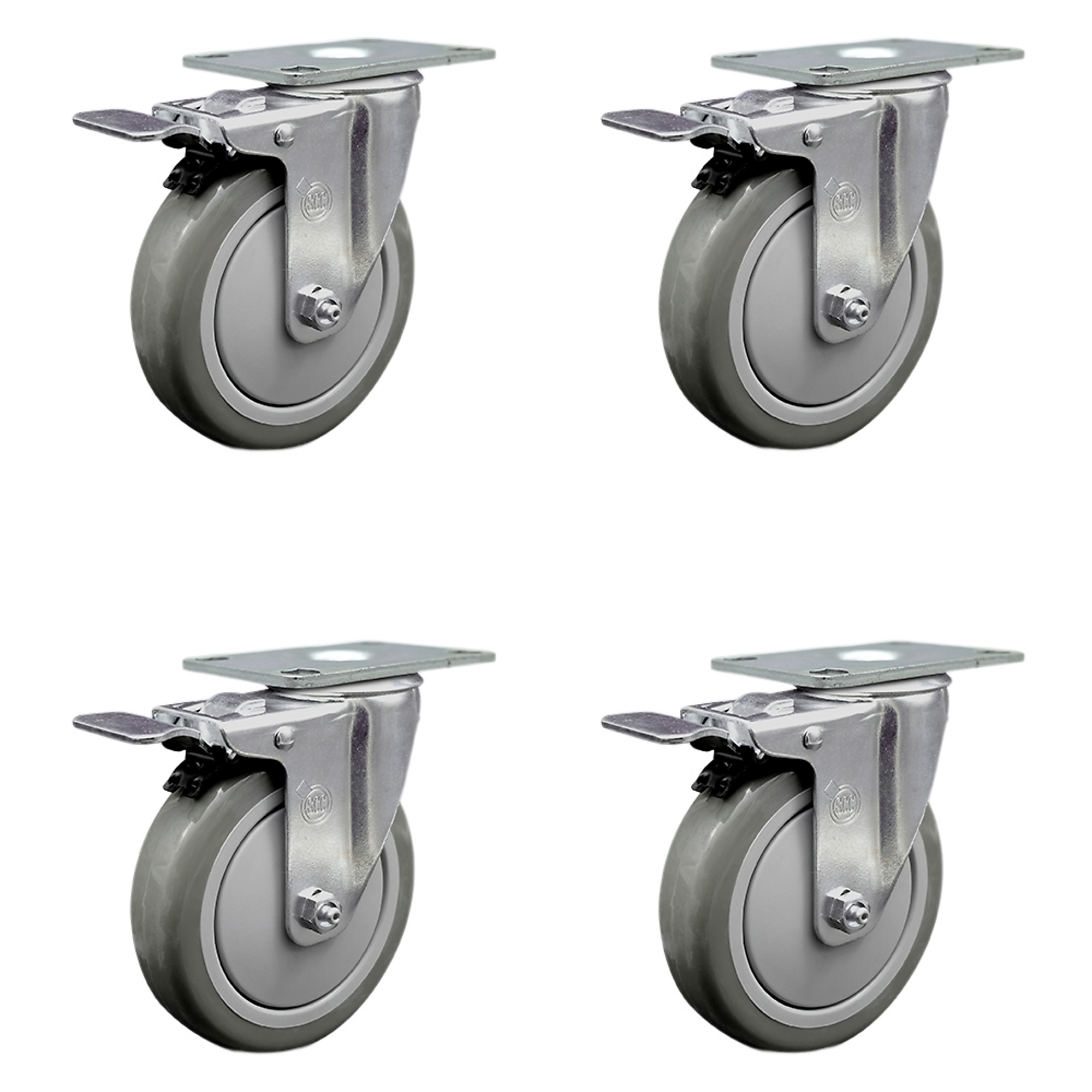 Service Caster, 5Inch x 1 1/4Inch Plate Casters, Wheel Diameter 5 in, Caster Type Swivel, Package (qty.) 4, Model CAM-SCC-TTL20S514-PPUB-4