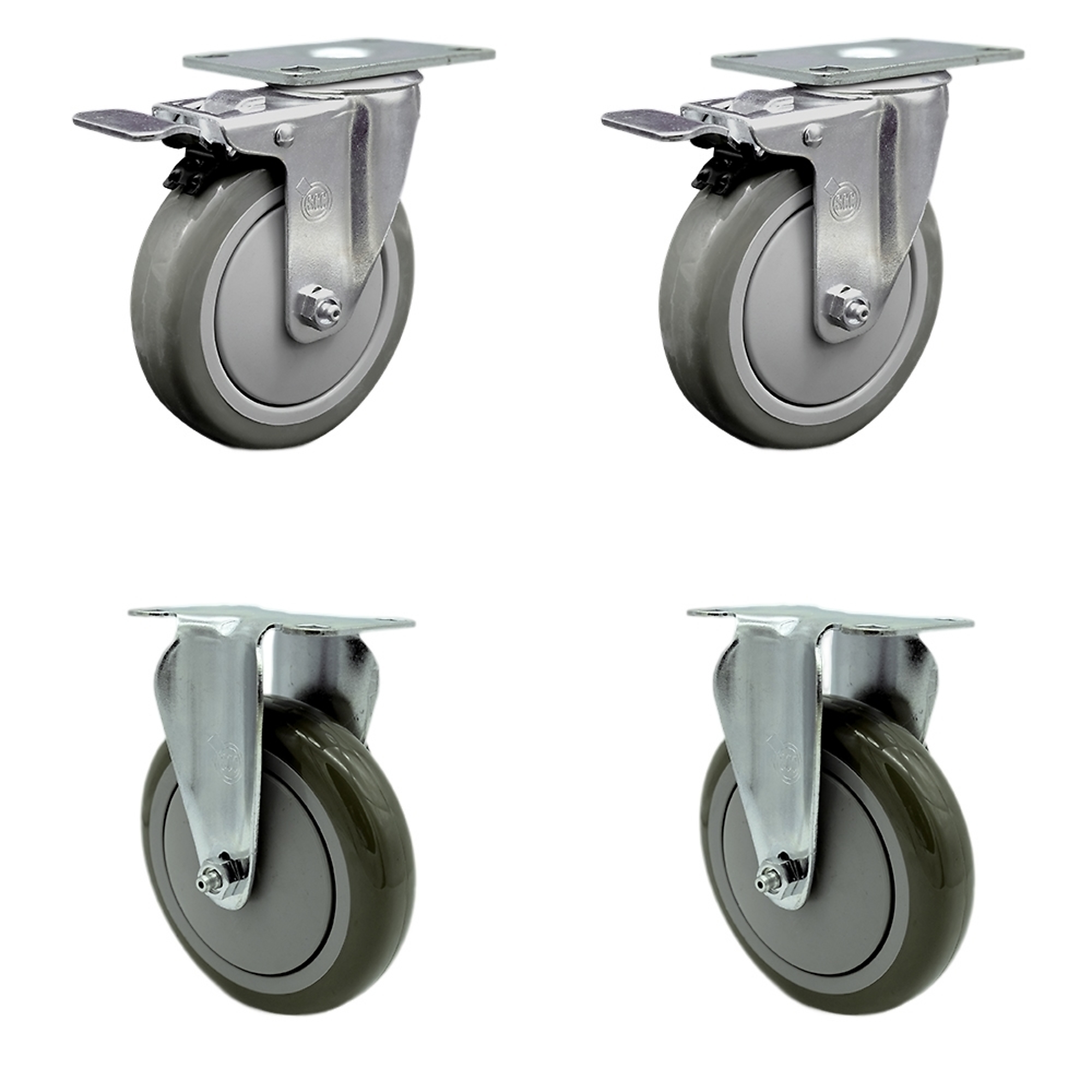 Service Caster, 5Inch x 1 1/4Inch Stem Casters, Wheel Diameter 5 in, Caster Type Swivel, Package (qty.) 4, Model CAM-SCC-TTL20S514-PPUB-2-R-2