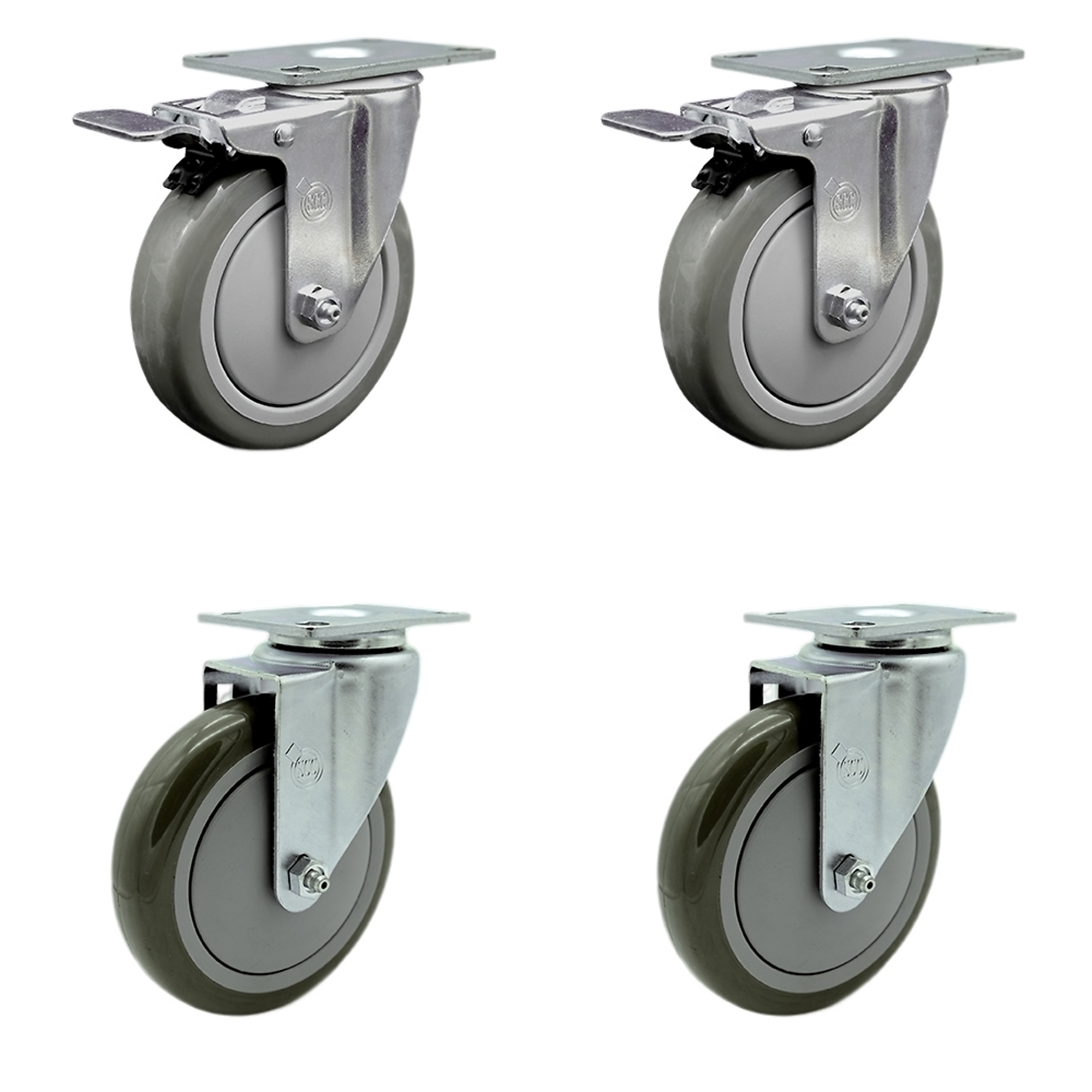 Service Caster, 5Inch x 1 1/4Inch Stem Casters, Wheel Diameter 5 in, Caster Type Swivel, Package (qty.) 4, Model CAM-SCC-TTL20S514-PPUB-2-S-2