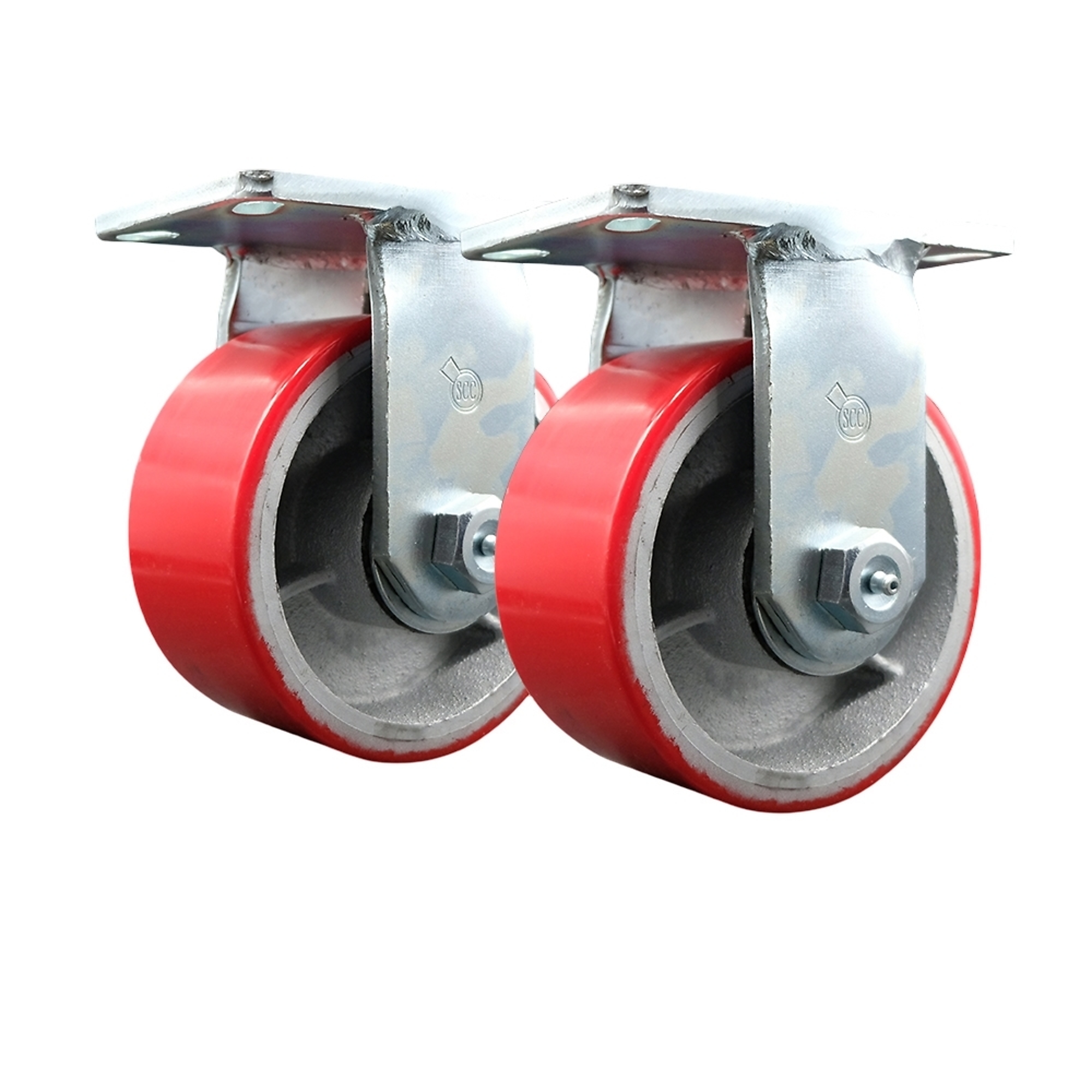 Service Caster, 6Inch x 3Inch Plate Casters, Wheel Diameter 6 in, Caster Type Rigid, Package (qty.) 2, Model GOM-SCC-60R630-PUR-RS-2