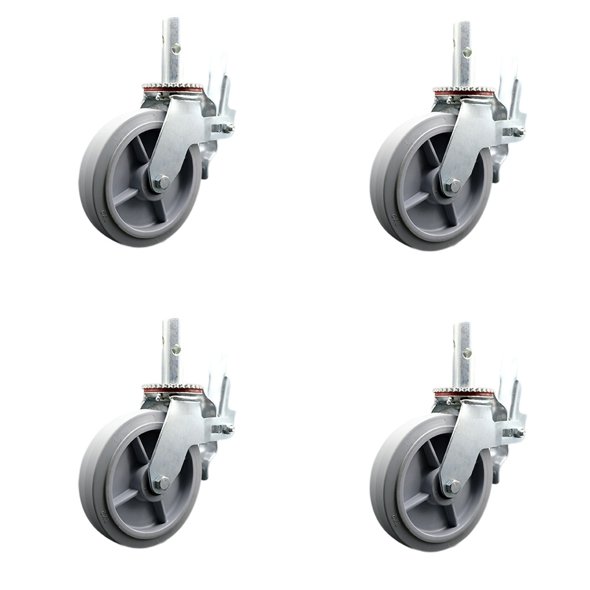 Service Caster, 8Inch x 2Inch Stem Casters, Wheel Diameter 8 in, Caster Type Swivel, Package (qty.) 4, Model SCC-SF30CS820-TPRRF-138-4