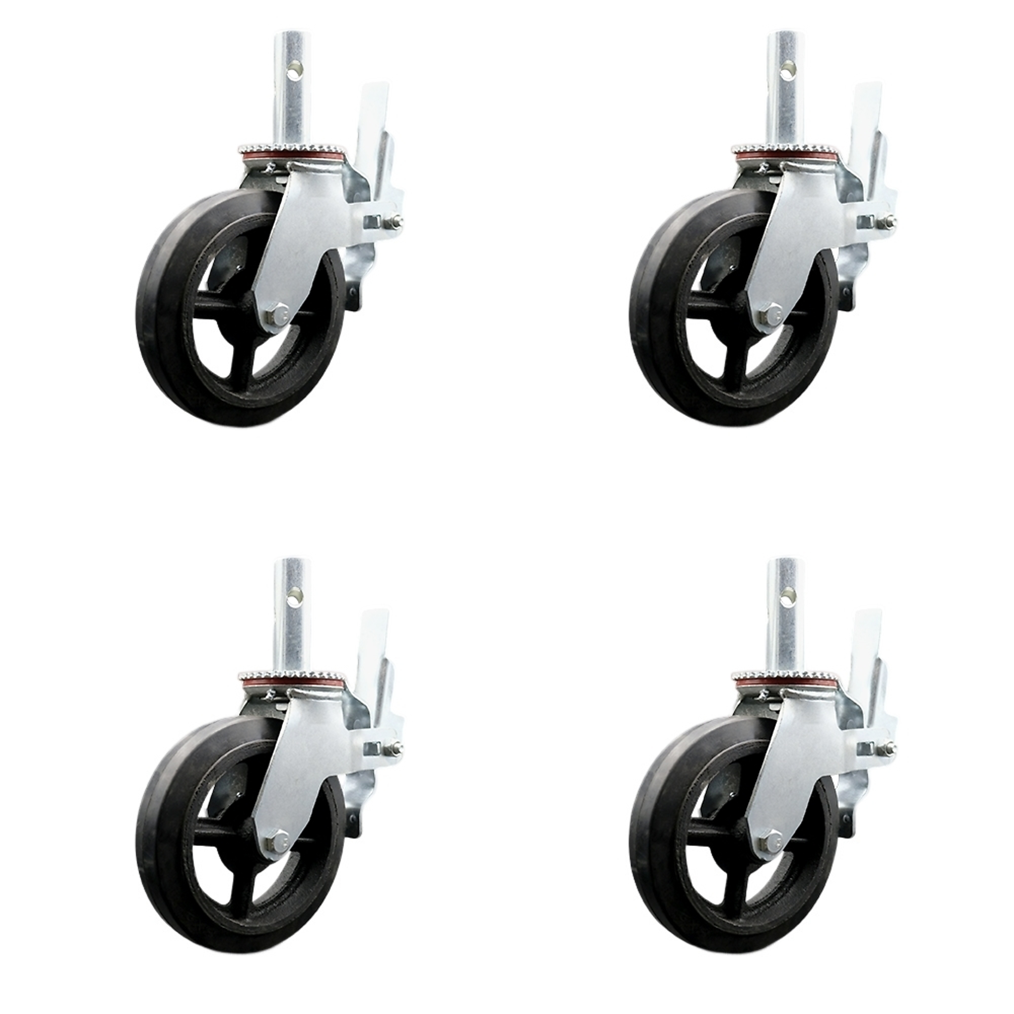 Service Caster, 8Inch x 2Inch Stem Casters, Wheel Diameter 8 in, Caster Type Swivel, Package (qty.) 4, Model SCC-SF30S820-RSR-138-4