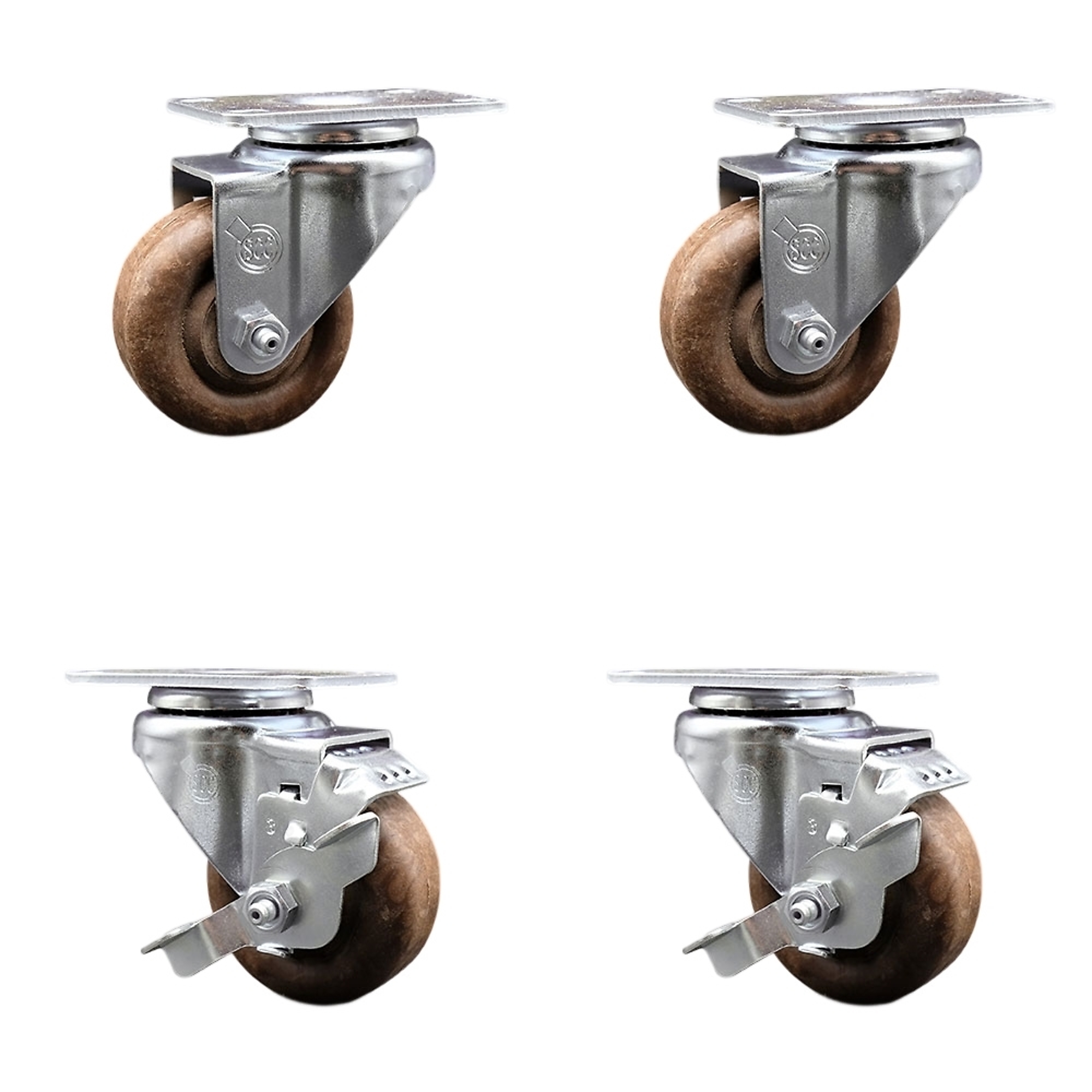 Service Caster, 3.5Inch x 1 1/4Inch Plate Casters, Wheel Diameter 3.5 in, Caster Type Swivel, Package (qty.) 4, Model SCC-20S3514-GFNSHT-TP2-2-TLB-2