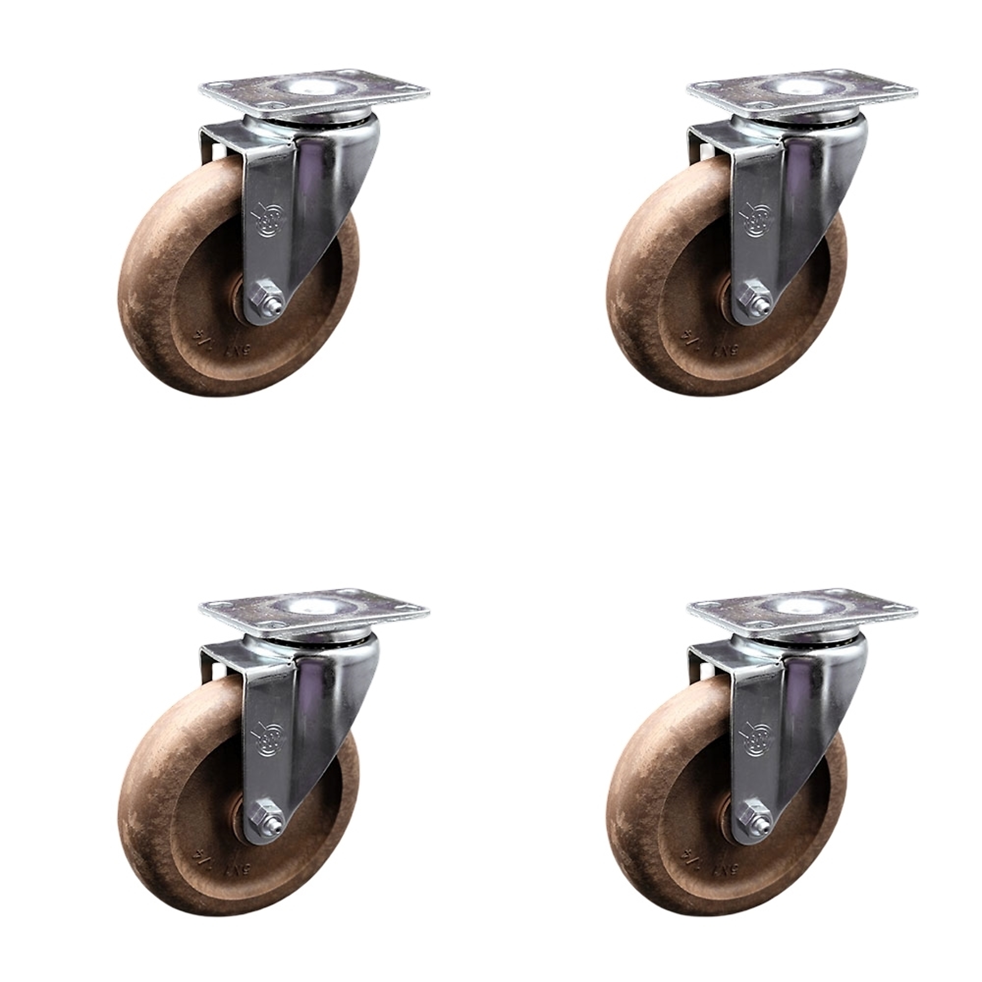 Service Caster, 5Inch x 1 1/4Inch Plate Casters, Wheel Diameter 5 in, Caster Type Swivel, Package (qty.) 4, Model SCC-20S514-GFNSHT-TP2-4