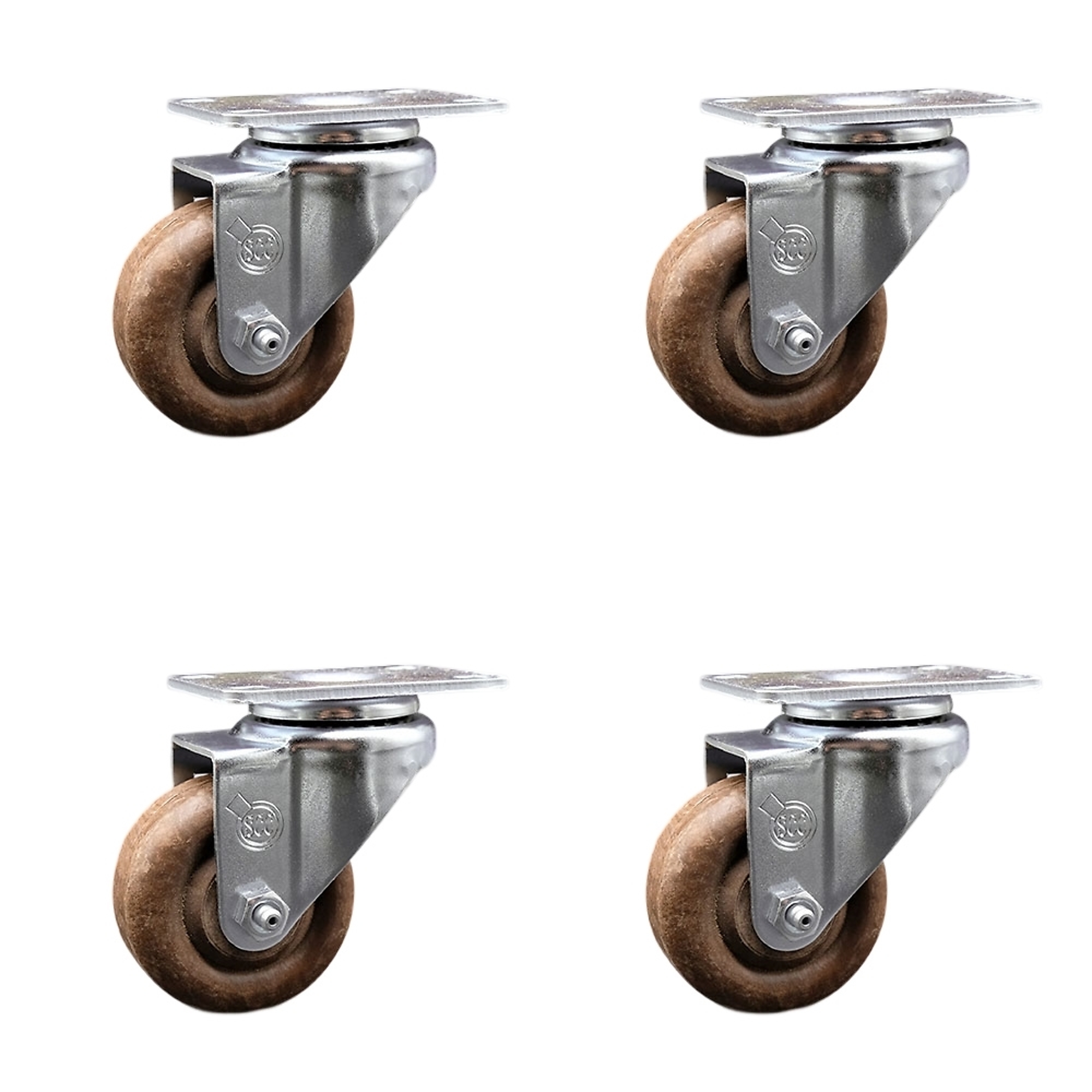 Service Caster, 3.5Inch x 1 1/4Inch Plate Casters, Wheel Diameter 3.5 in, Caster Type Swivel, Package (qty.) 4, Model SCC-20S3514-GFNSHT-TP3-4