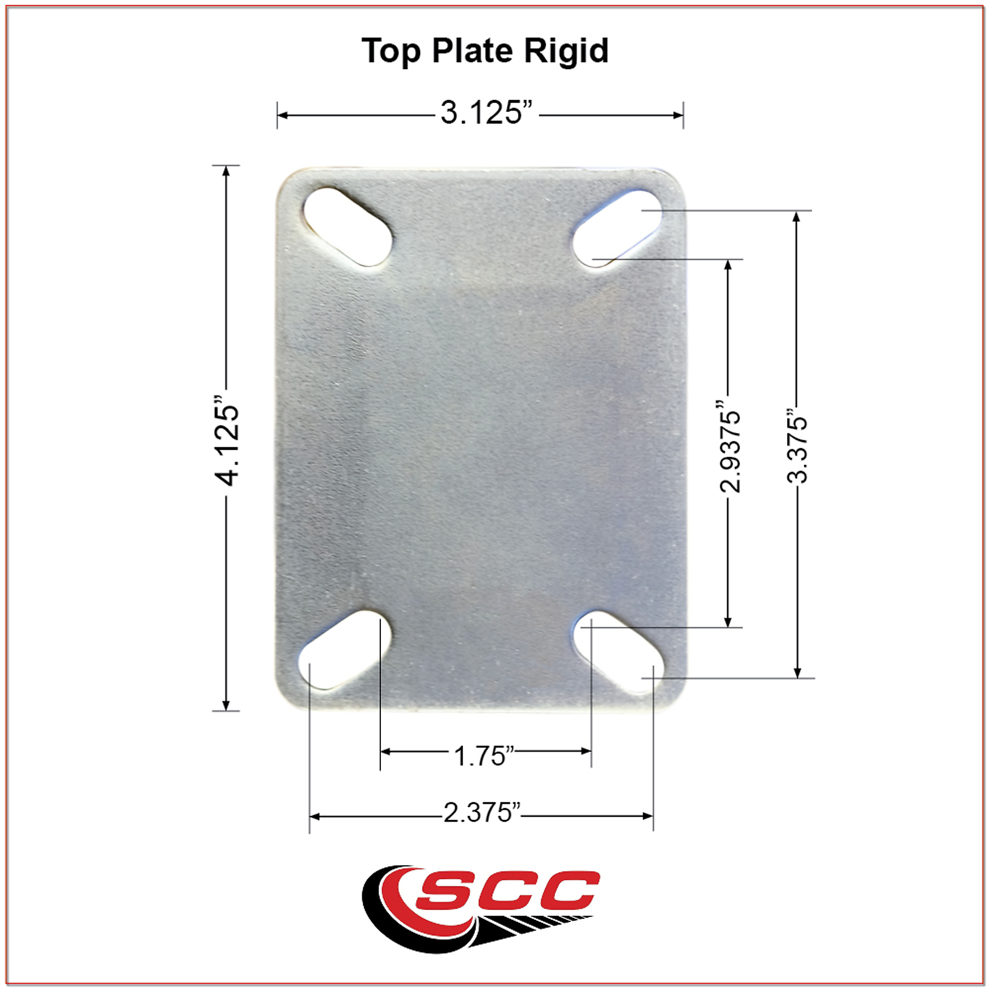 Service Caster, 3Inch x 1 1/4Inch Plate Caster, Wheel Diameter 3 in, Caster Type Rigid, Package (qty.) 1, Model SCC-20R314-PPUB-TP2