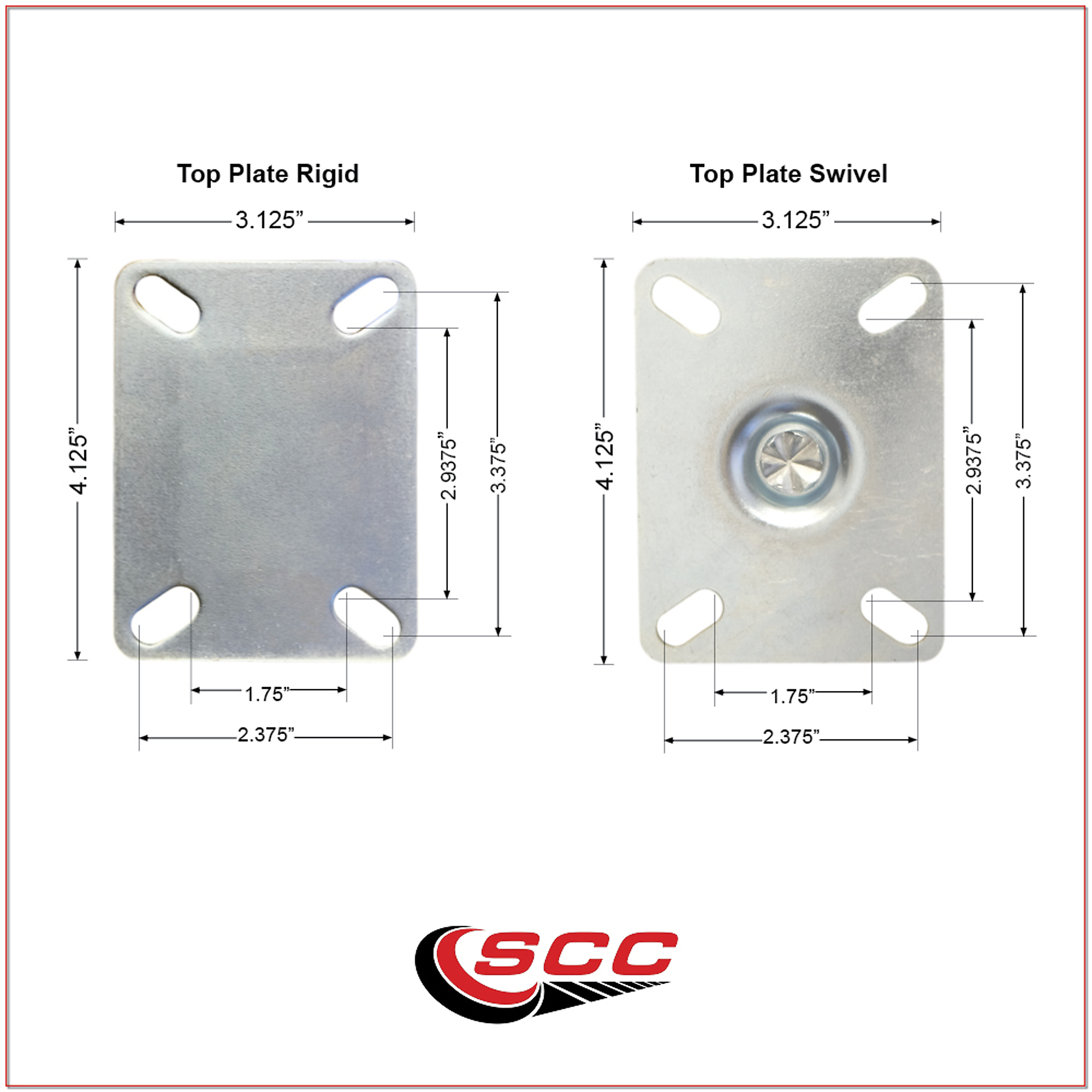 Service Caster, 3.5Inch x 1 1/4Inch Plate Casters, Wheel Diameter 3.5 in, Caster Type Swivel, Package (qty.) 4, Model SCC-20S3514-PPUB-TP2-2-R-2