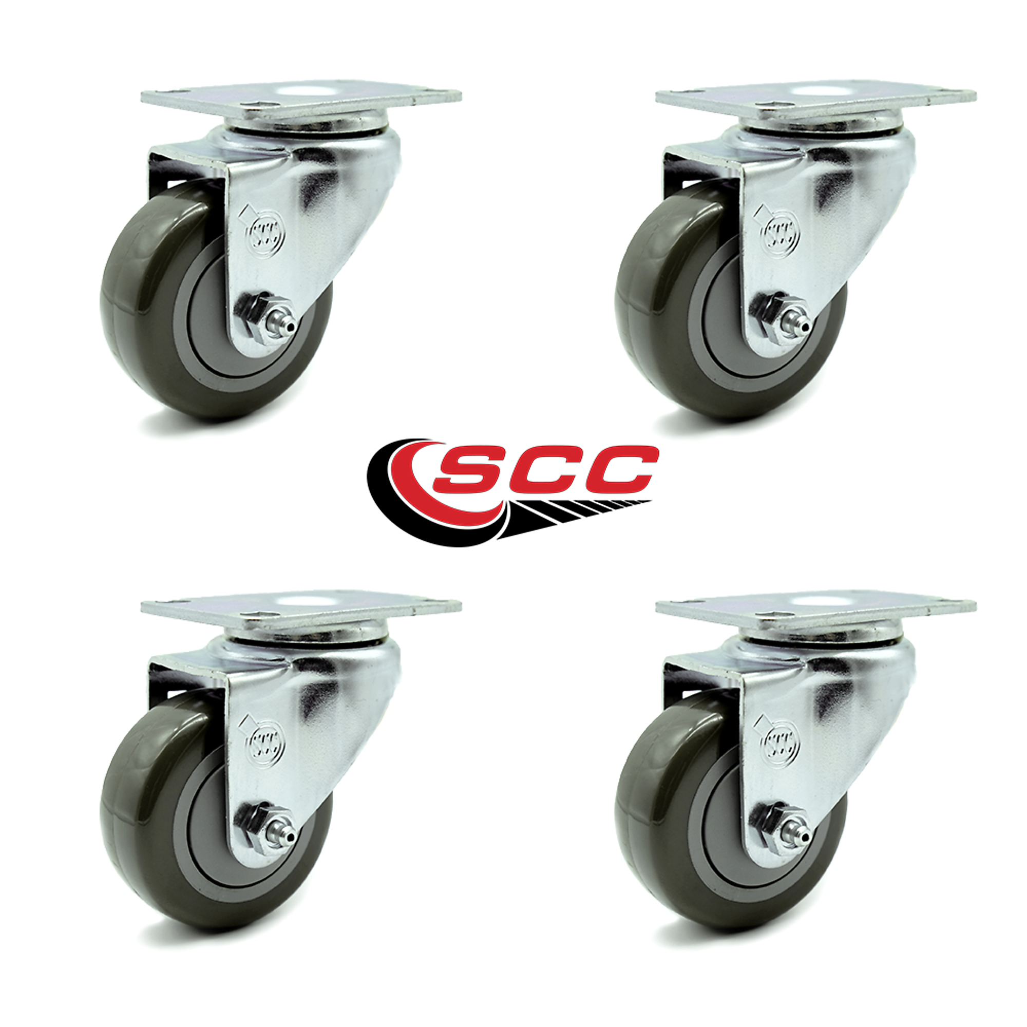 Service Caster, 3.5Inch x 1 1/4Inch Plate Casters, Wheel Diameter 3.5 in, Caster Type Swivel, Package (qty.) 4, Model SCC-20S3514-PPUB-TP2-4