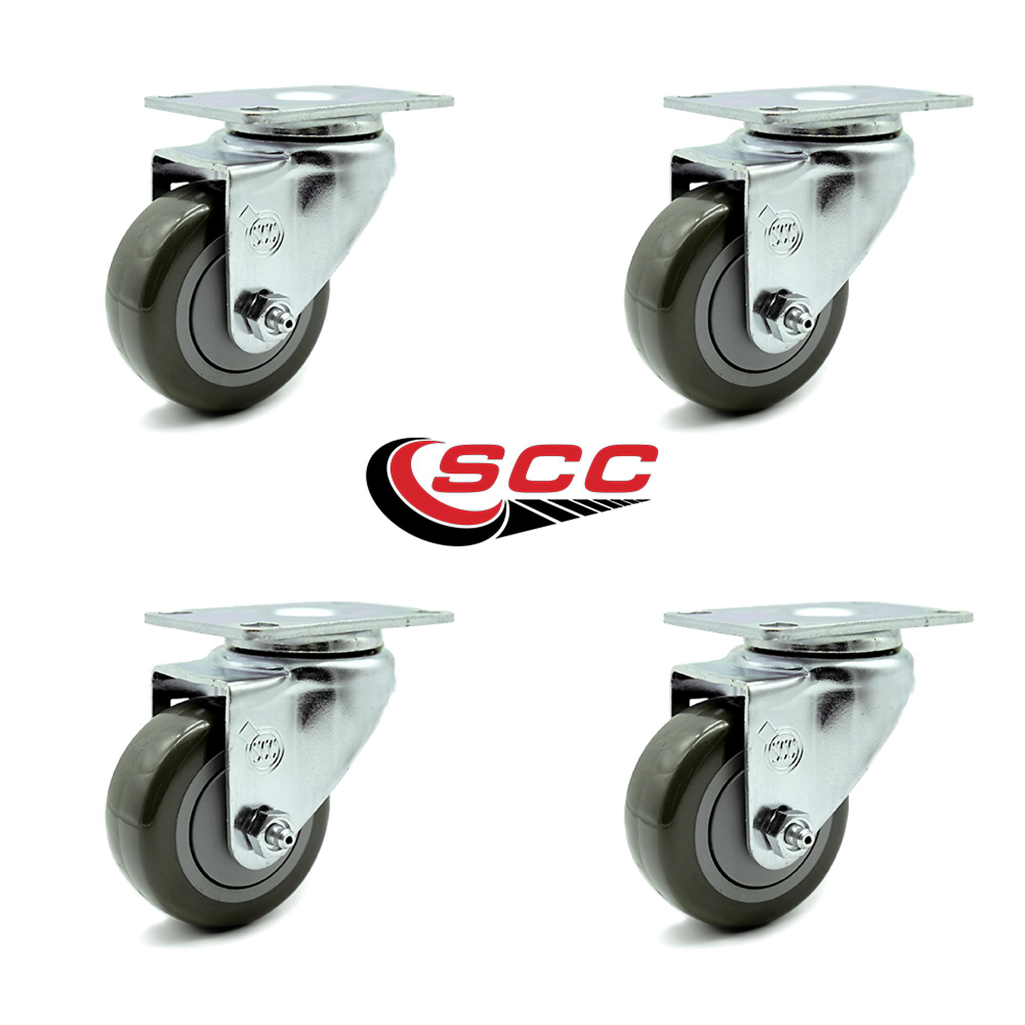 Service Caster, 3Inch x 1 1/4Inch Plate Casters, Wheel Diameter 3 in, Caster Type Swivel, Package (qty.) 4, Model SCC-20S314-PPUB-TP2-4