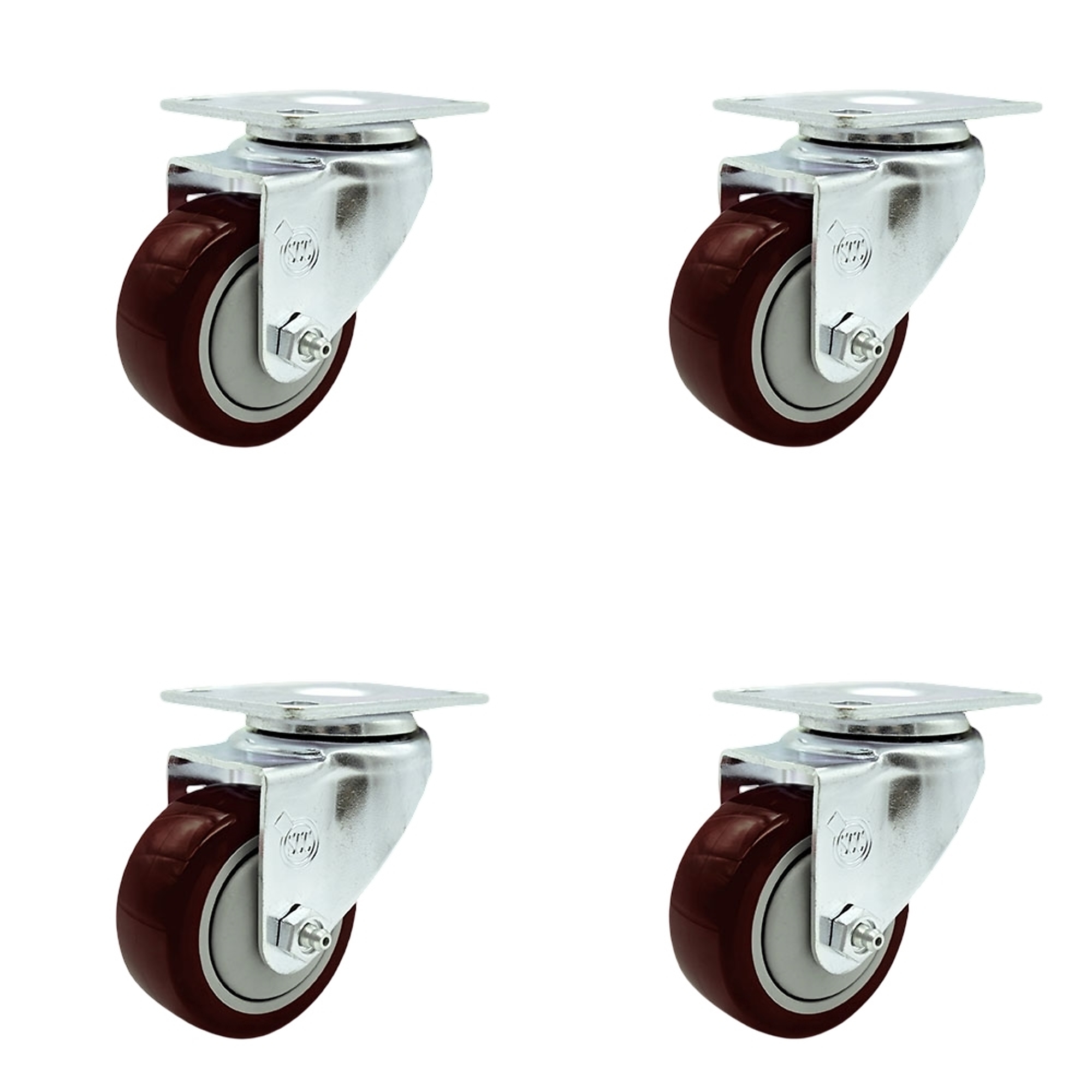 Service Caster, 3Inch x 1 1/4Inch Plate Casters, Wheel Diameter 3 in, Caster Type Swivel, Package (qty.) 4, Model SCC-20S314-PPUB-MRN-TP2-4