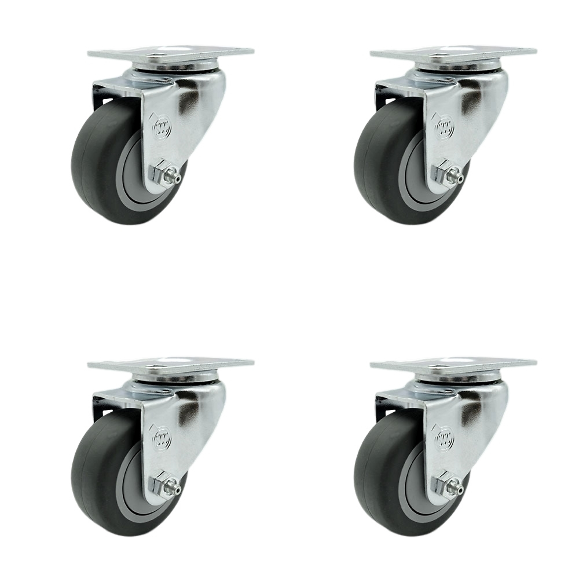 Service Caster, 3Inch x 1 1/4Inch Plate Casters, Wheel Diameter 3 in, Caster Type Swivel, Package (qty.) 4, Model SCC-20S314-TPRB-TP2-4