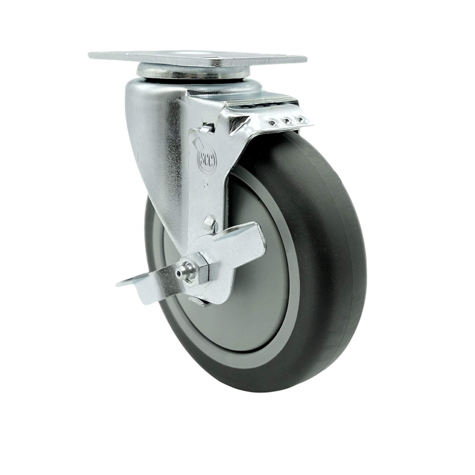 Service Caster, 5Inch x 1 1/4Inch Plate Caster, Wheel Diameter 5 in, Caster Type Swivel, Package (qty.) 1, Model SCC-20S514-TPRB-TLB-TP2