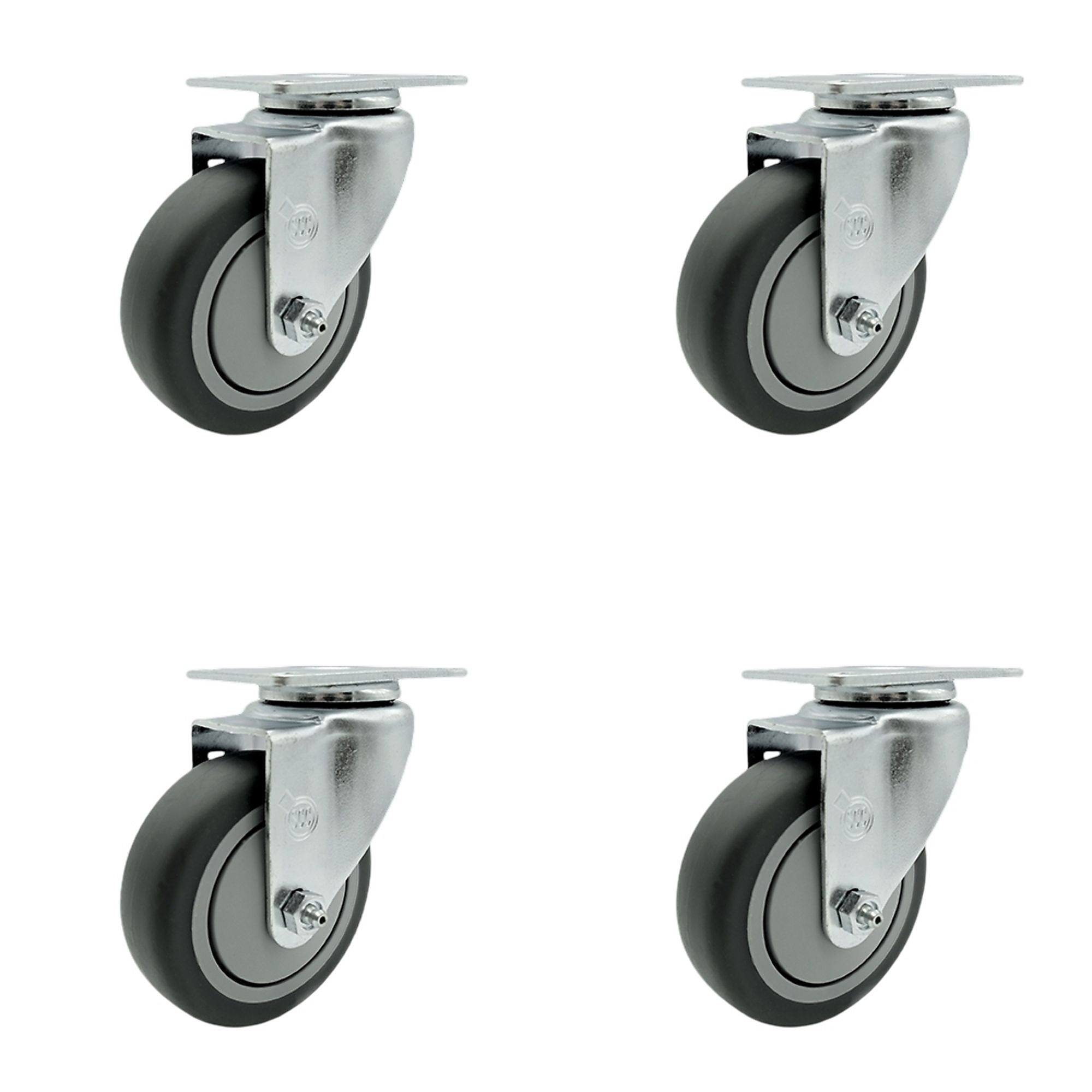 Service Caster, 4Inch x 1 1/4Inch Plate Casters, Wheel Diameter 4 in, Caster Type Swivel, Package (qty.) 4, Model SCC-20S414-TPRB-TP2-4