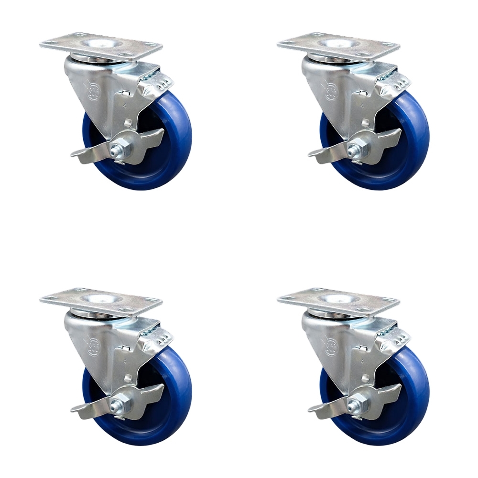 Service Caster, 4Inch x 1 1/4Inch Plate Casters, Wheel Diameter 4 in, Caster Type Swivel, Package (qty.) 4, Model SCC-20S414-SPUS-TLB-TP2-4