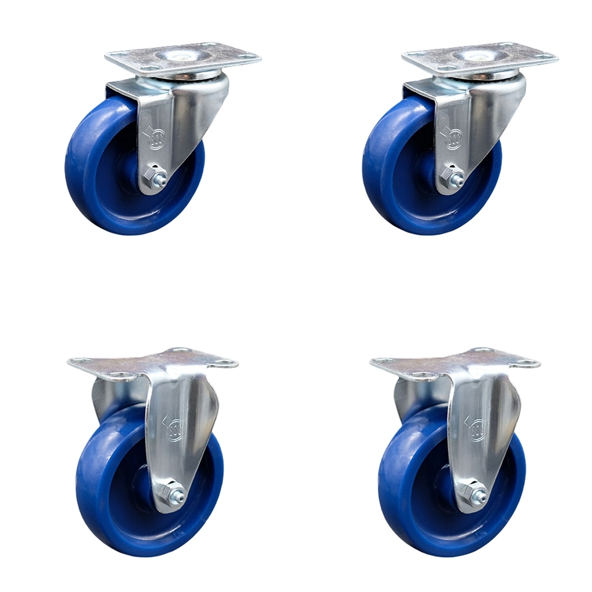 Service Caster, 4Inch x 1 1/4Inch Plate Casters, Wheel Diameter 4 in, Caster Type Swivel, Package (qty.) 4, Model SCC-20S414-SPUS-TP3-2-R-2