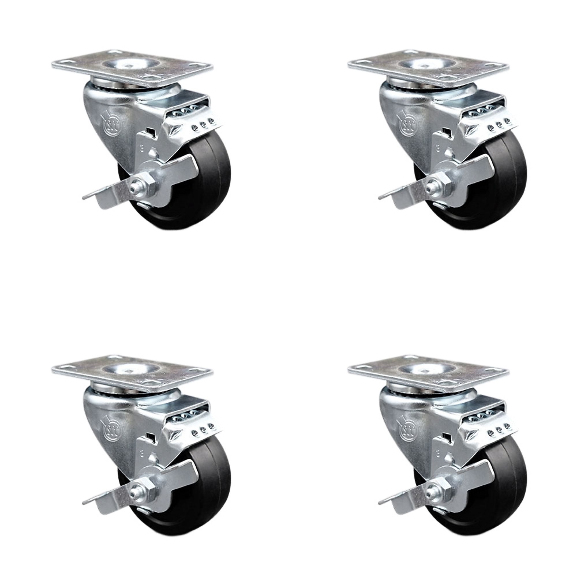 Service Caster, 3Inch x 1 1/4Inch Plate Casters, Wheel Diameter 3 in, Caster Type Swivel, Package (qty.) 4, Model SCC-20S314-SRS-TLB-TP2-4