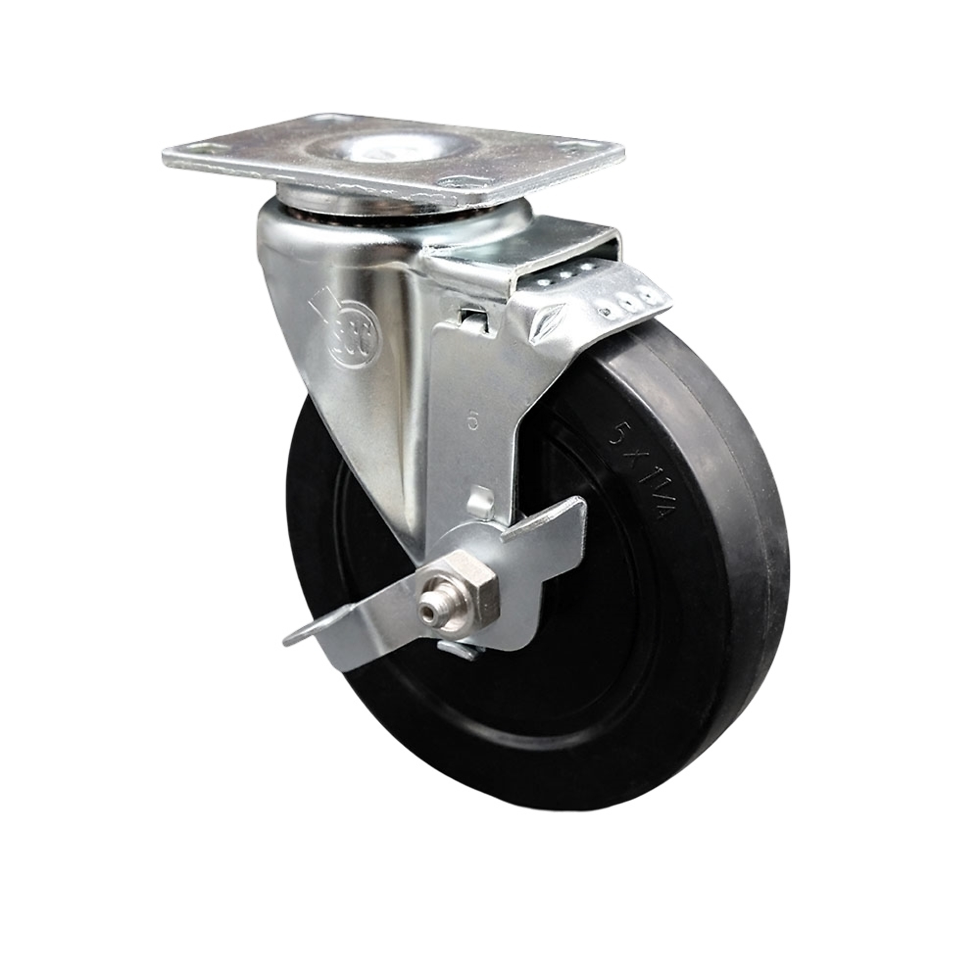 Service Caster, 5Inch x 1 1/4Inch Plate Caster, Wheel Diameter 5 in, Caster Type Swivel, Package (qty.) 1, Model SCC-20S514-SRS-TLB-TP2