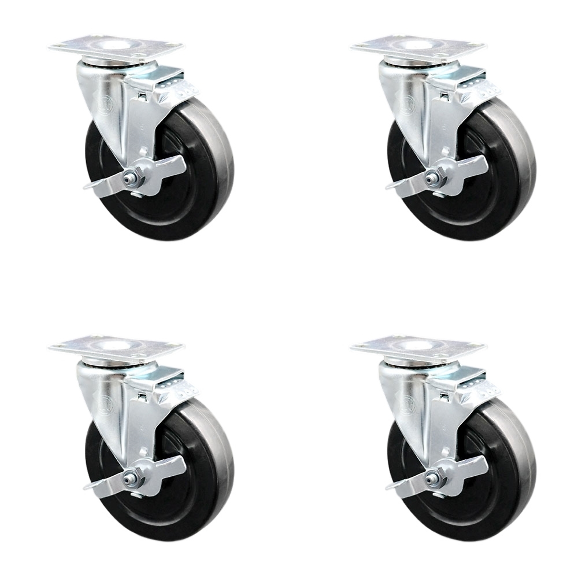 Service Caster, 5Inch x 1 1/4Inch Plate Casters, Wheel Diameter 5 in, Caster Type Swivel, Package (qty.) 4, Model SCC-20S514-HRS-TLB-TP2-4