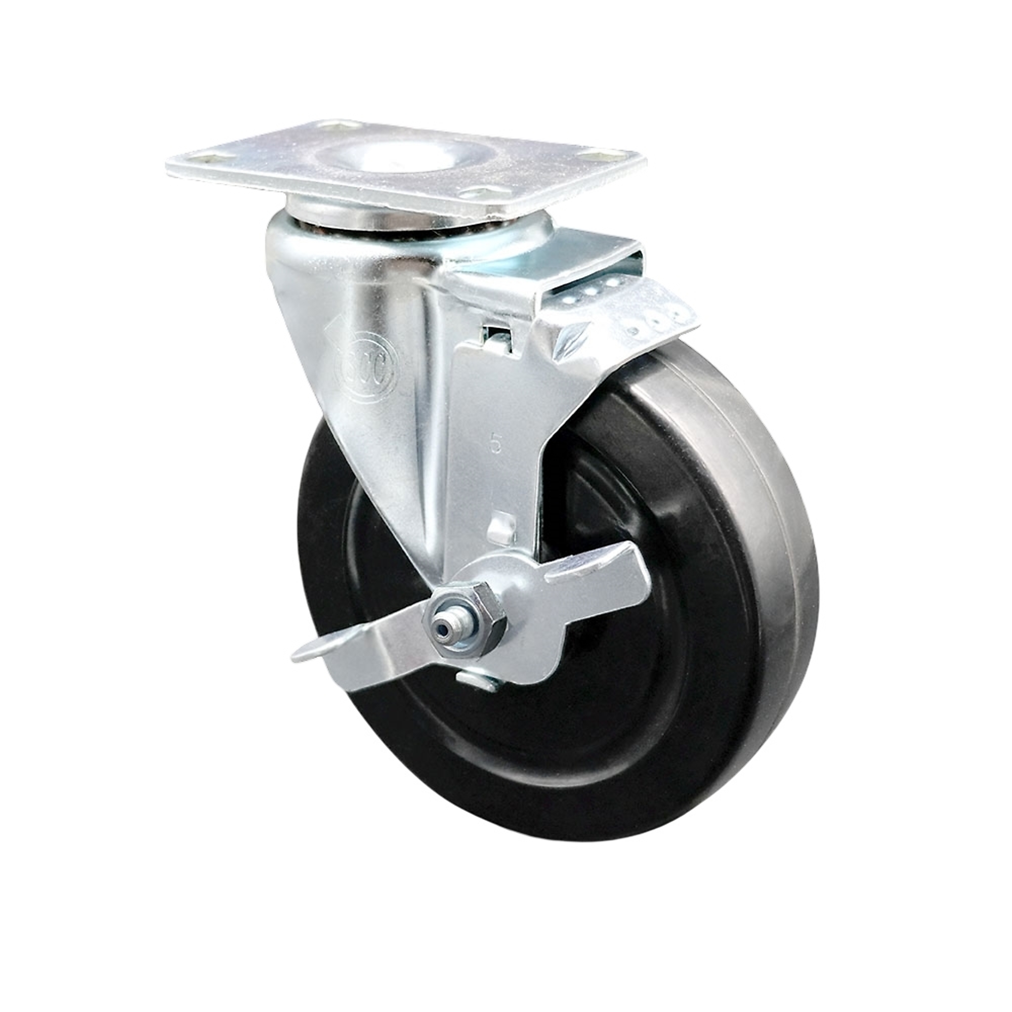 Service Caster, 5Inch x 1 1/4Inch Plate Caster, Wheel Diameter 5 in, Caster Type Swivel, Package (qty.) 1, Model SCC-20S514-HRS-TLB-TP2