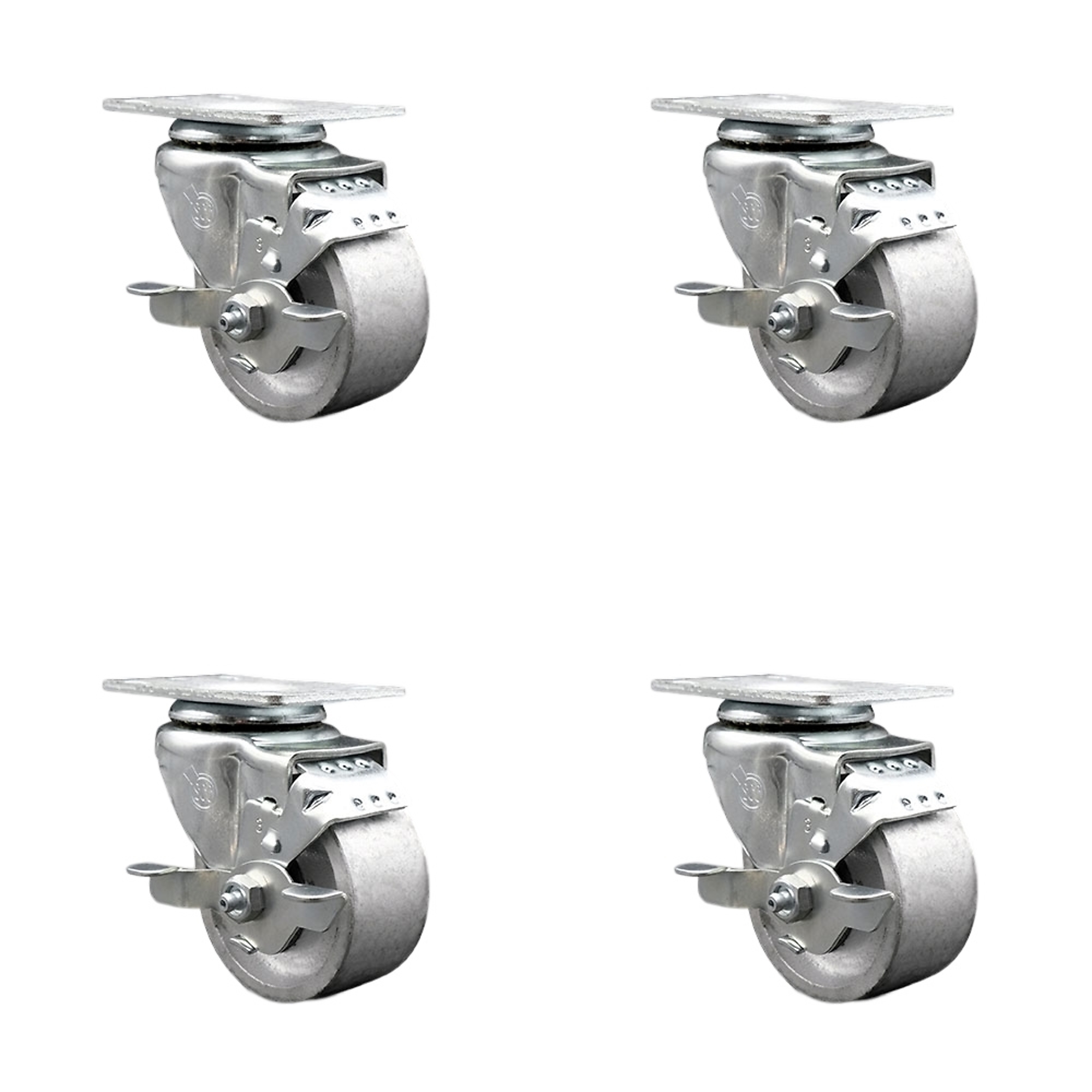 Service Caster, 3Inch x 1 1/4Inch Plate Casters, Wheel Diameter 3 in, Caster Type Swivel, Package (qty.) 4, Model SCC-20S314-SSS-TLB-TP2-4