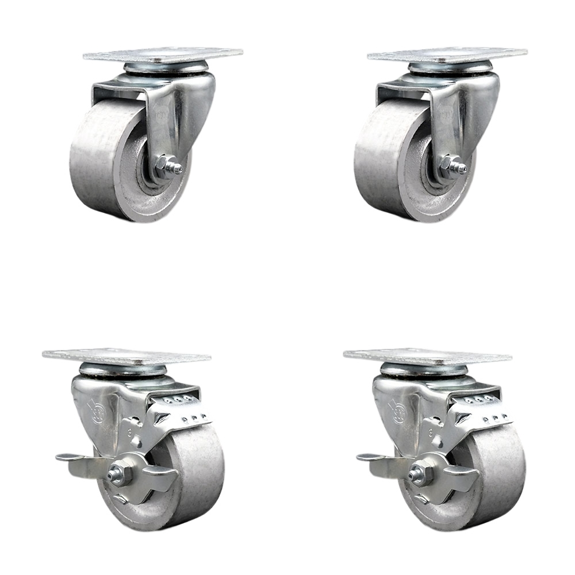 Service Caster, 3Inch x 1 1/4Inch Plate Casters, Wheel Diameter 3 in, Caster Type Swivel, Package (qty.) 4, Model SCC-20S314-SSS-TP2-2-TLB-2