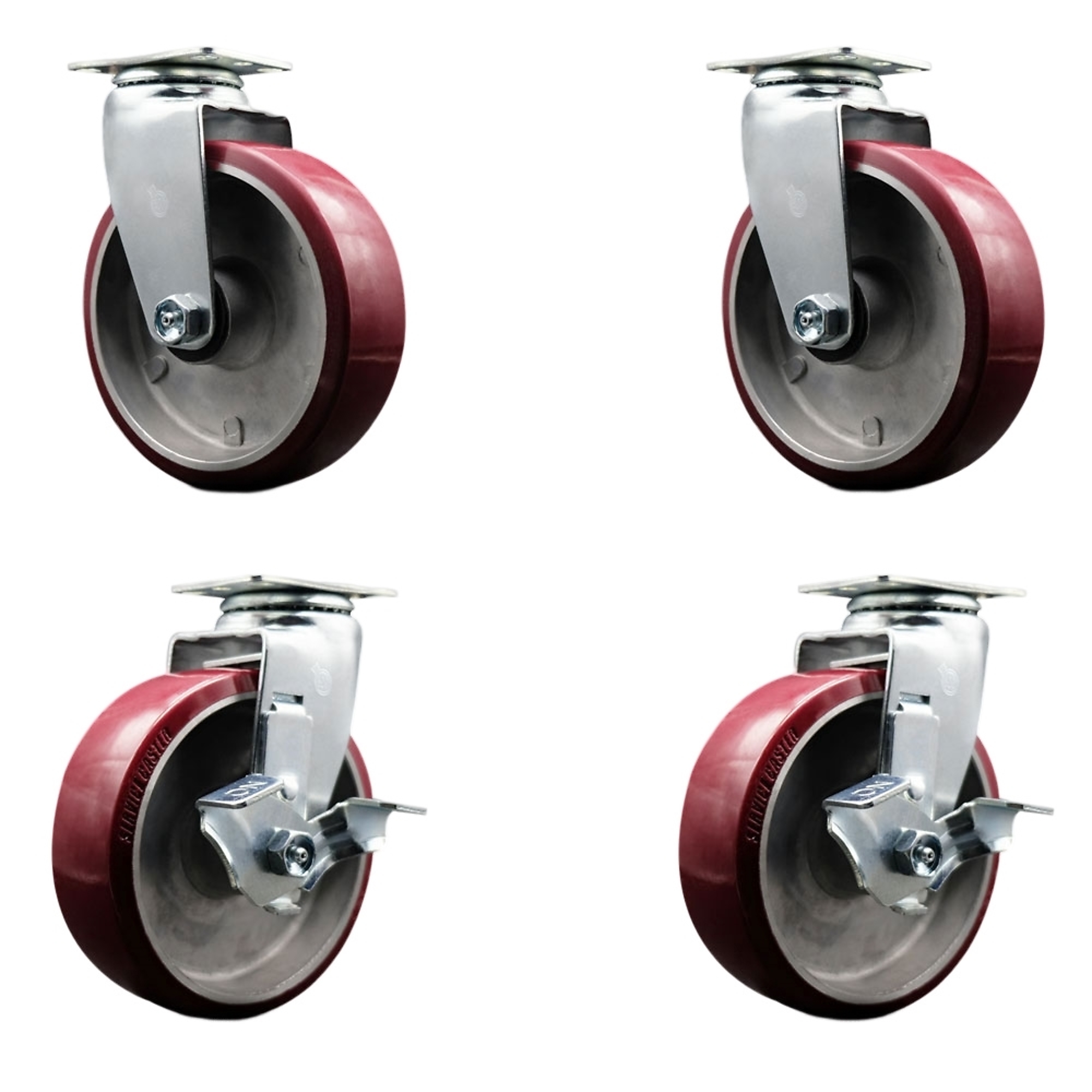 Service Caster, 6Inch x 2Inch Plate Casters, Wheel Diameter 6 in, Caster Type Swivel, Package (qty.) 4, Model SCC-20S620-PAR-2-TLB-2