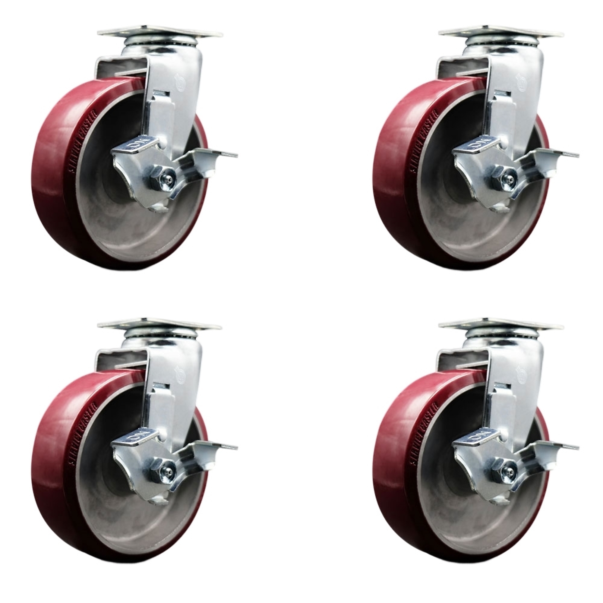 Service Caster, 6Inch x 2Inch Plate Casters, Wheel Diameter 6 in, Caster Type Swivel, Package (qty.) 4, Model SCC-20S620-PAR-TLB-4