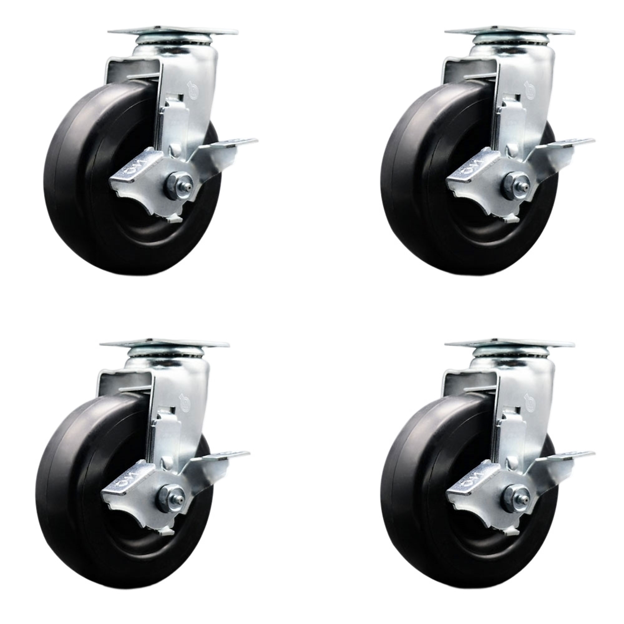 Service Caster, 6Inch x 2Inch Plate Casters, Wheel Diameter 6 in, Caster Type Swivel, Package (qty.) 4, Model SCC-20S620-POB-TLB-4