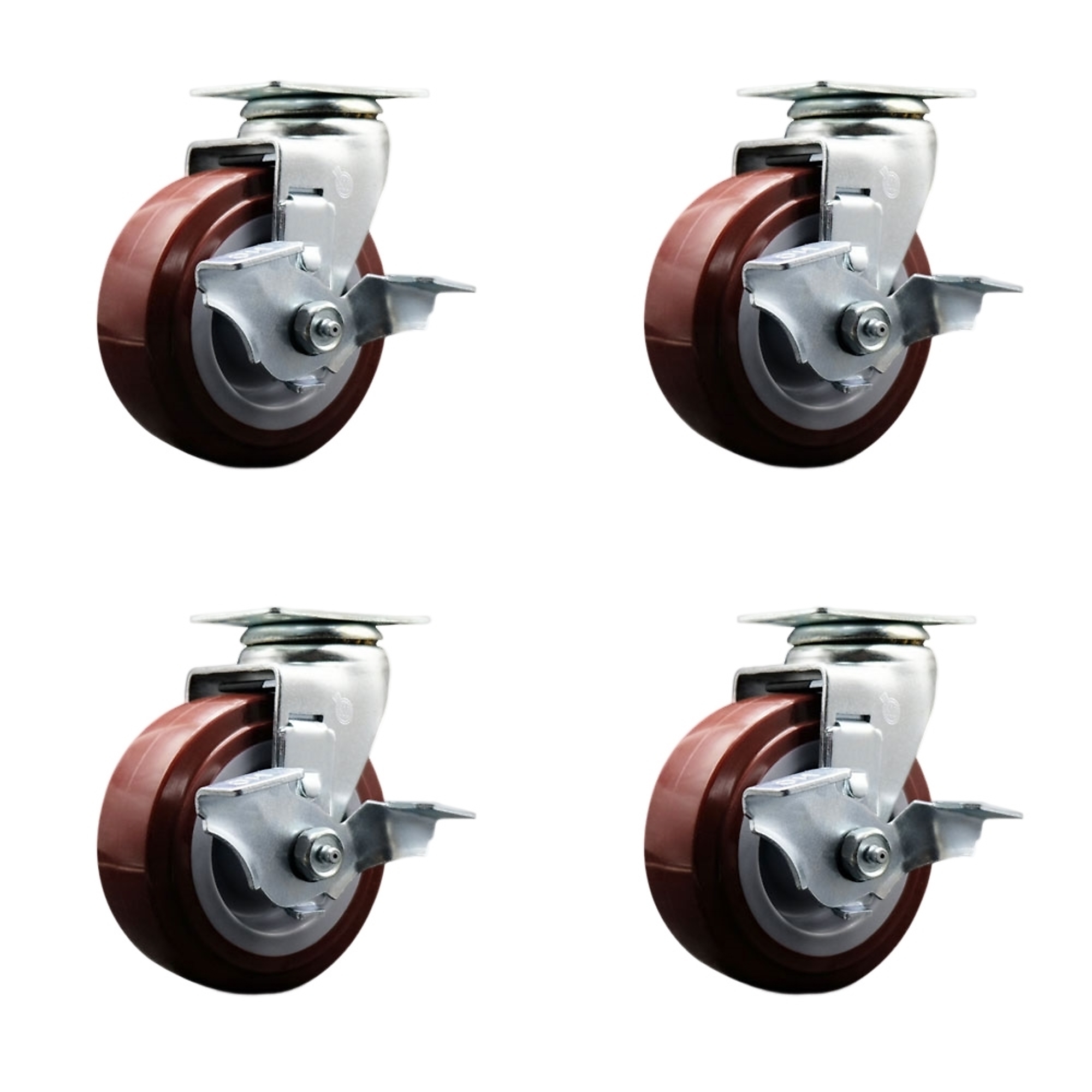 Service Caster, 5Inch x 2Inch Plate Casters, Wheel Diameter 5 in, Caster Type Swivel, Package (qty.) 4, Model SCC-20S520-PPUR-TLB-4