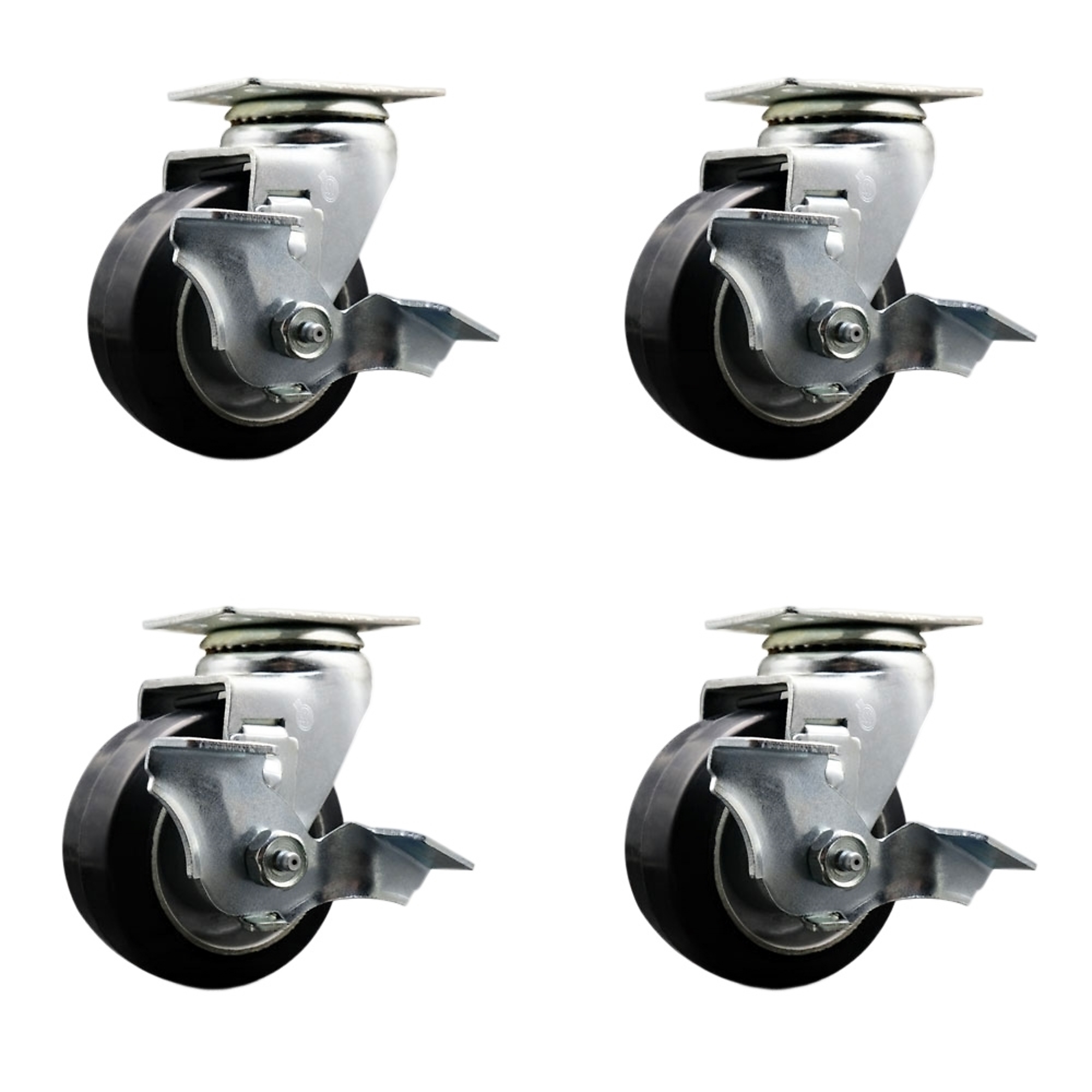 Service Caster, 4Inch x 2Inch Plate Casters, Wheel Diameter 4 in, Caster Type Swivel, Package (qty.) 4, Model SCC-20S420-RAR-TLB-4